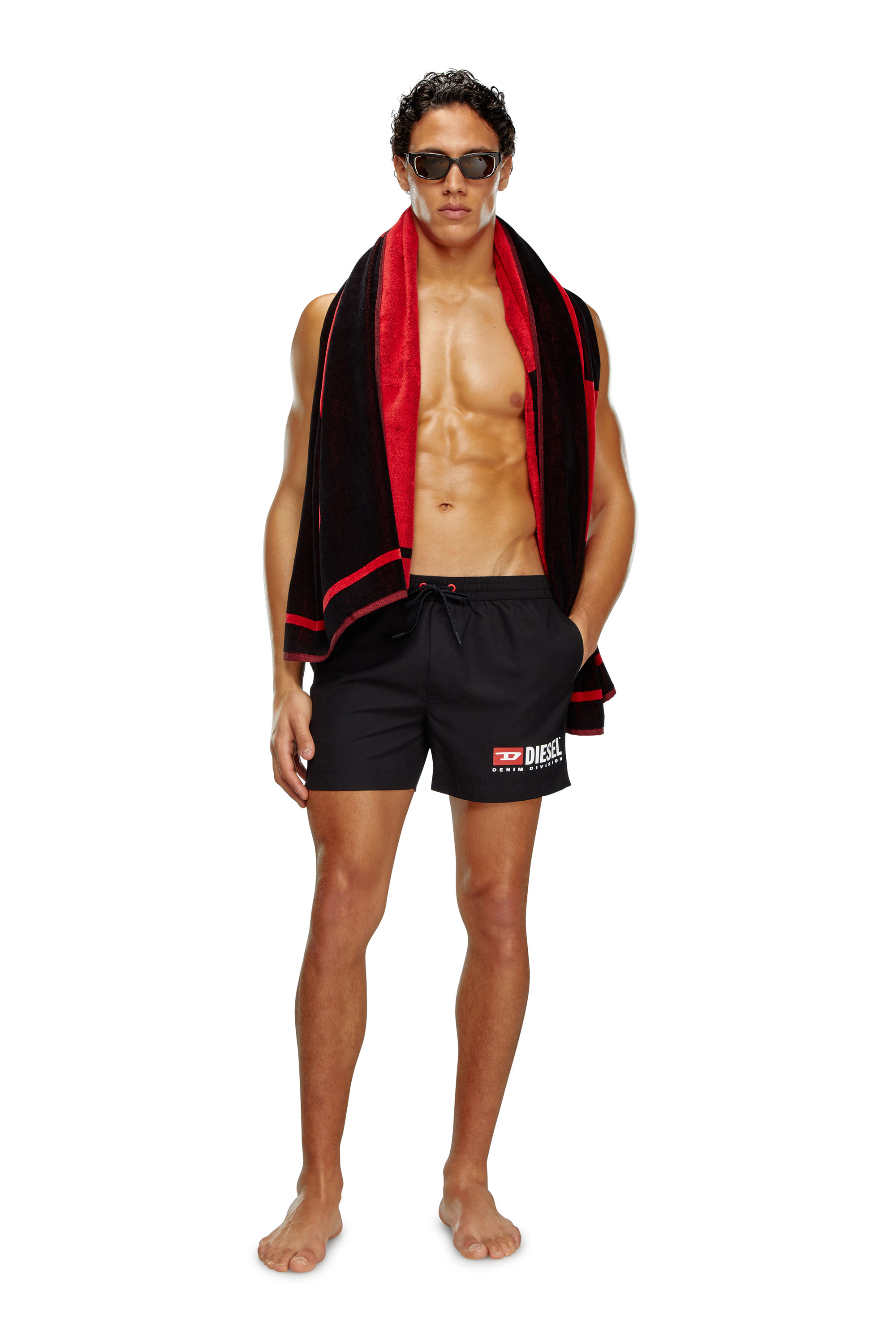 Diesel - BMBX-KEN-37, Man's Mid-length swim shorts with logo print in Black - 1
