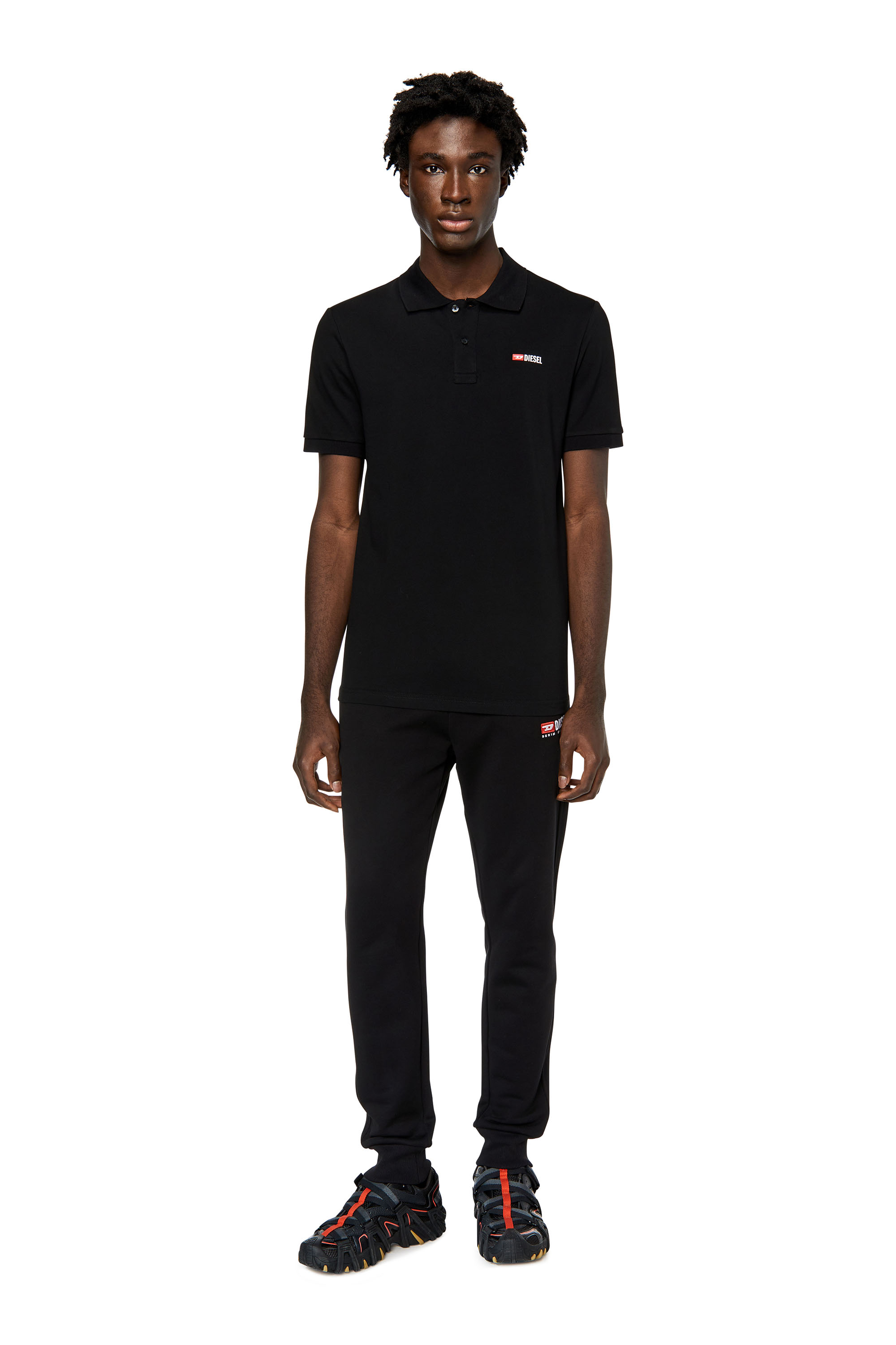Diesel - T-SMITH-DIV, Man's Polo shirt with high-density logo print in Black - 2