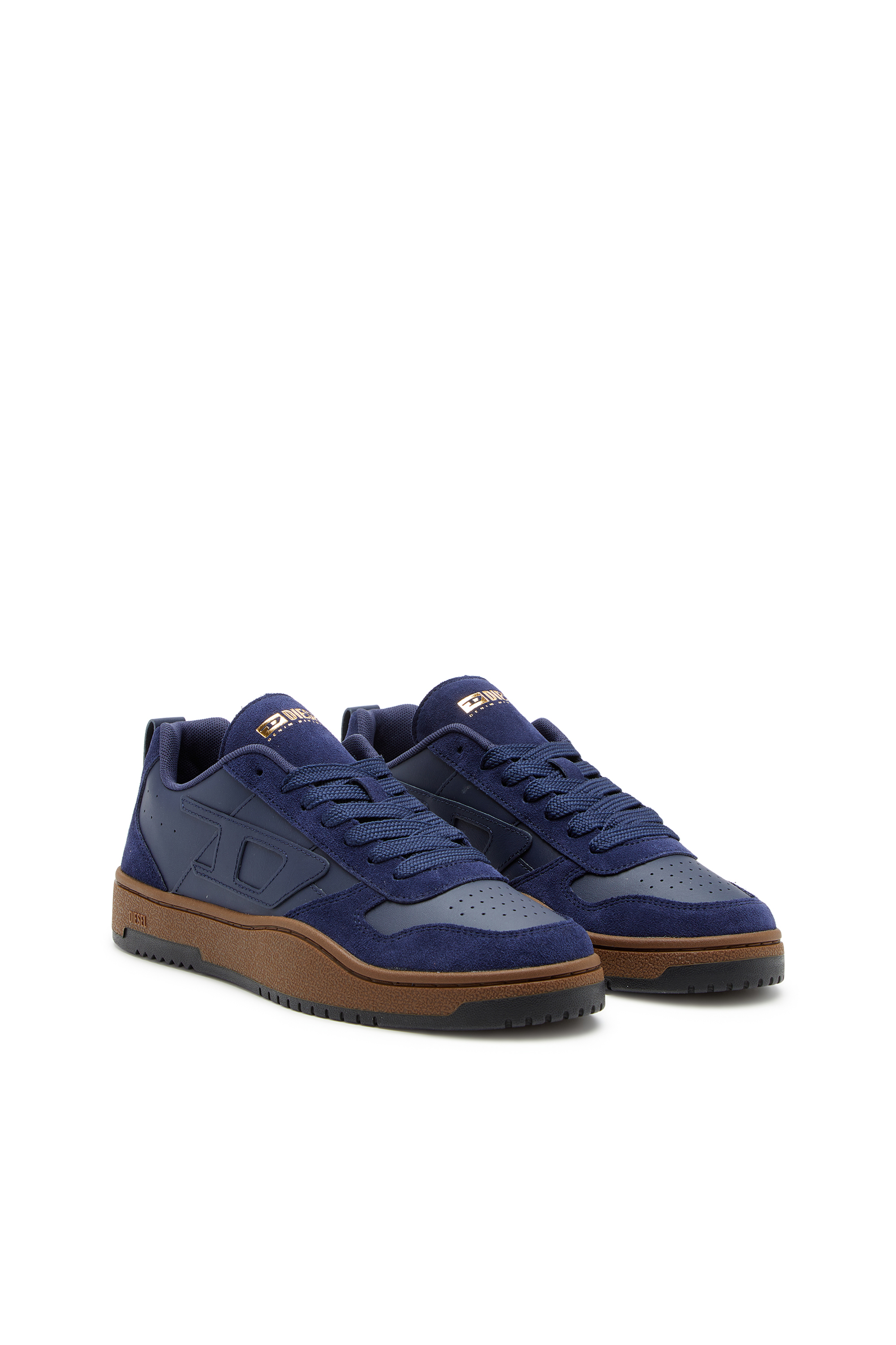 Diesel - S-UKIYO V2 LOW, Man's S-Ukiyo-Sneakers in leather and suede in Dark Blue - 2