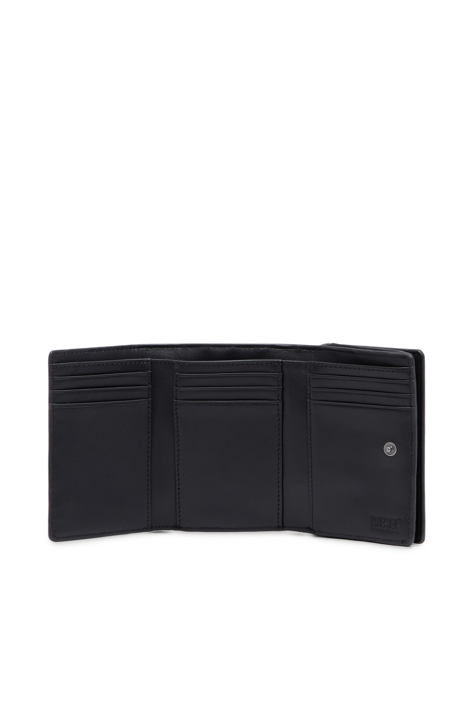 Diesel - TRI-FOLD COIN S, Man's Tri-fold wallet in croc-effect leather in Black - 3
