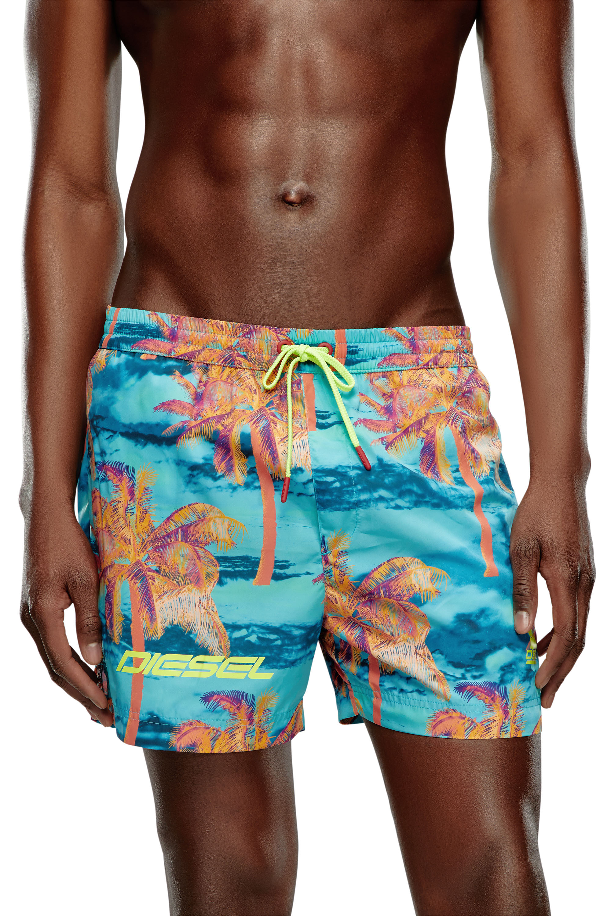 Diesel - BMBX-KEN-37-ZIP, Man's Mid-length printed swim shorts in Azure - 2