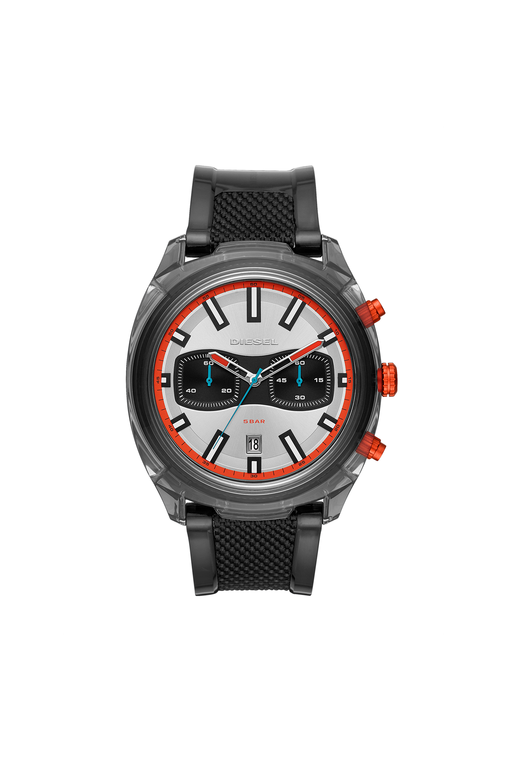 Diesel - DZ4509, Man's Chronograph two-tone polyurethane watch in Black - 1