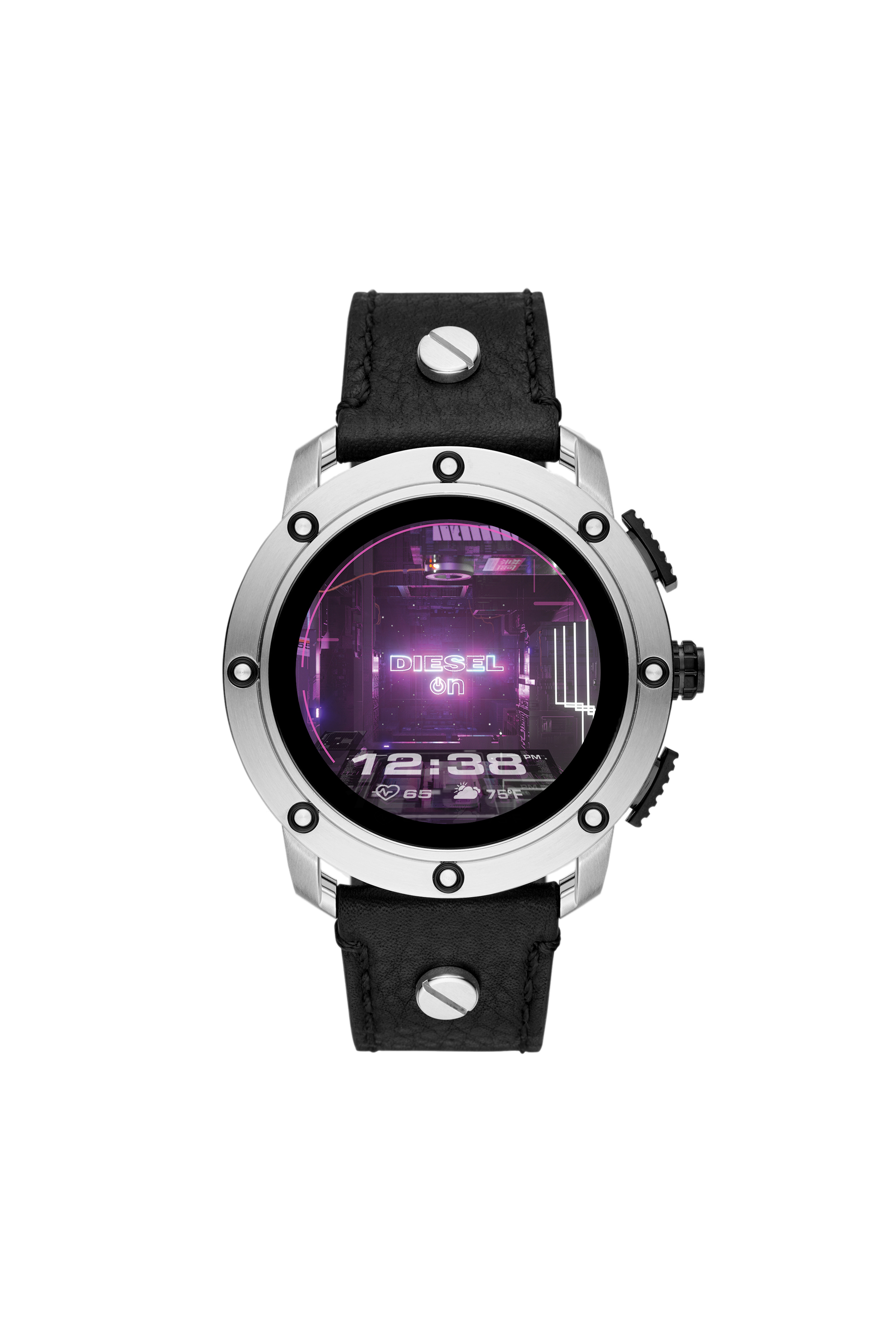 Diesel - DT2014, Man's Axial Smartwatch - Black Leather in Black/Silver - 1
