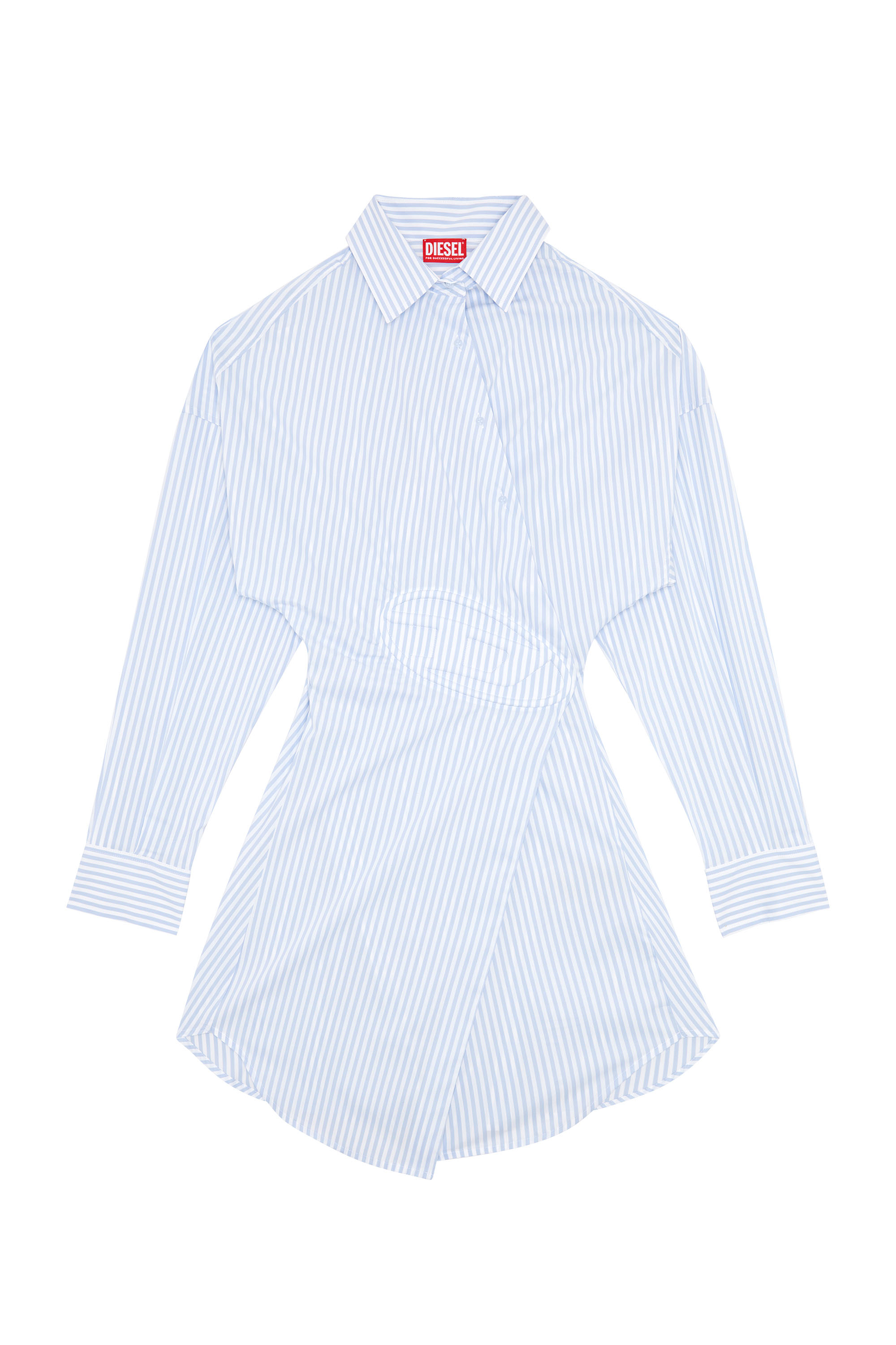 Diesel - D-SIZEN-N2, Woman's Short striped shirt dress in Light Blue - 2