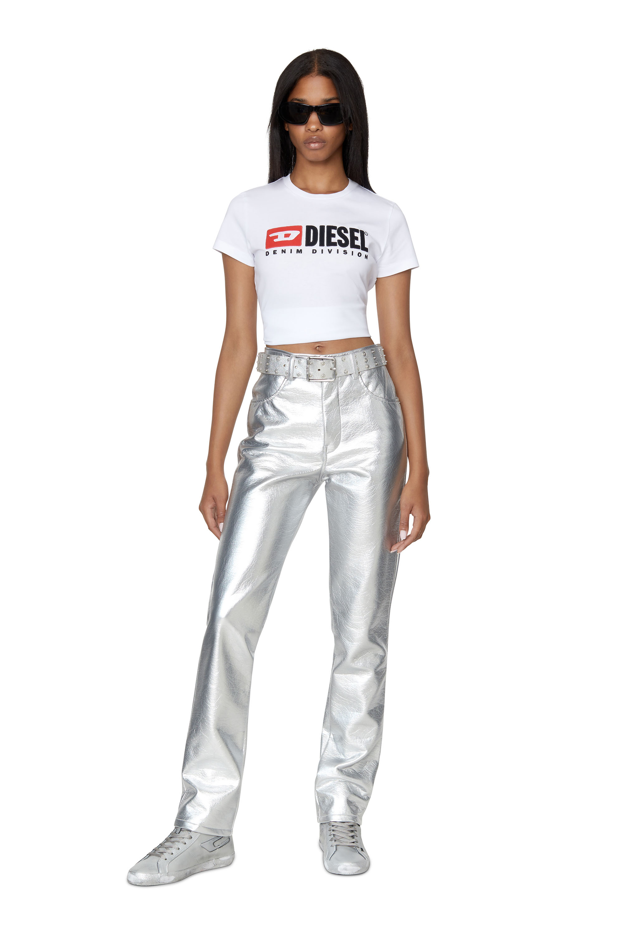 Diesel - T-SLI-DIV, Woman's Denim Division T-shirt in White - 2
