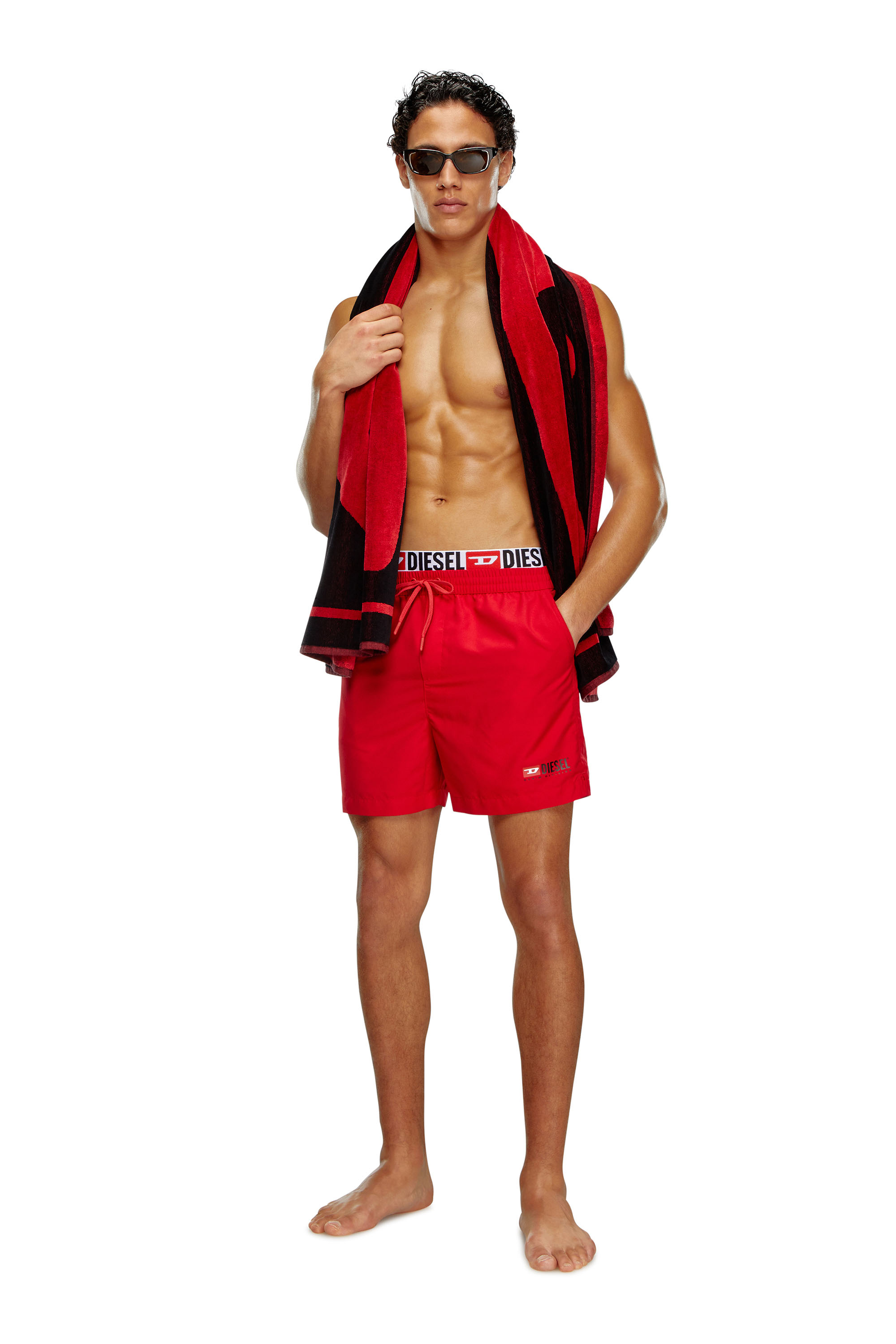 Diesel - BMBX-VISPER-41, Man's Double-waist board shorts in Red - 1