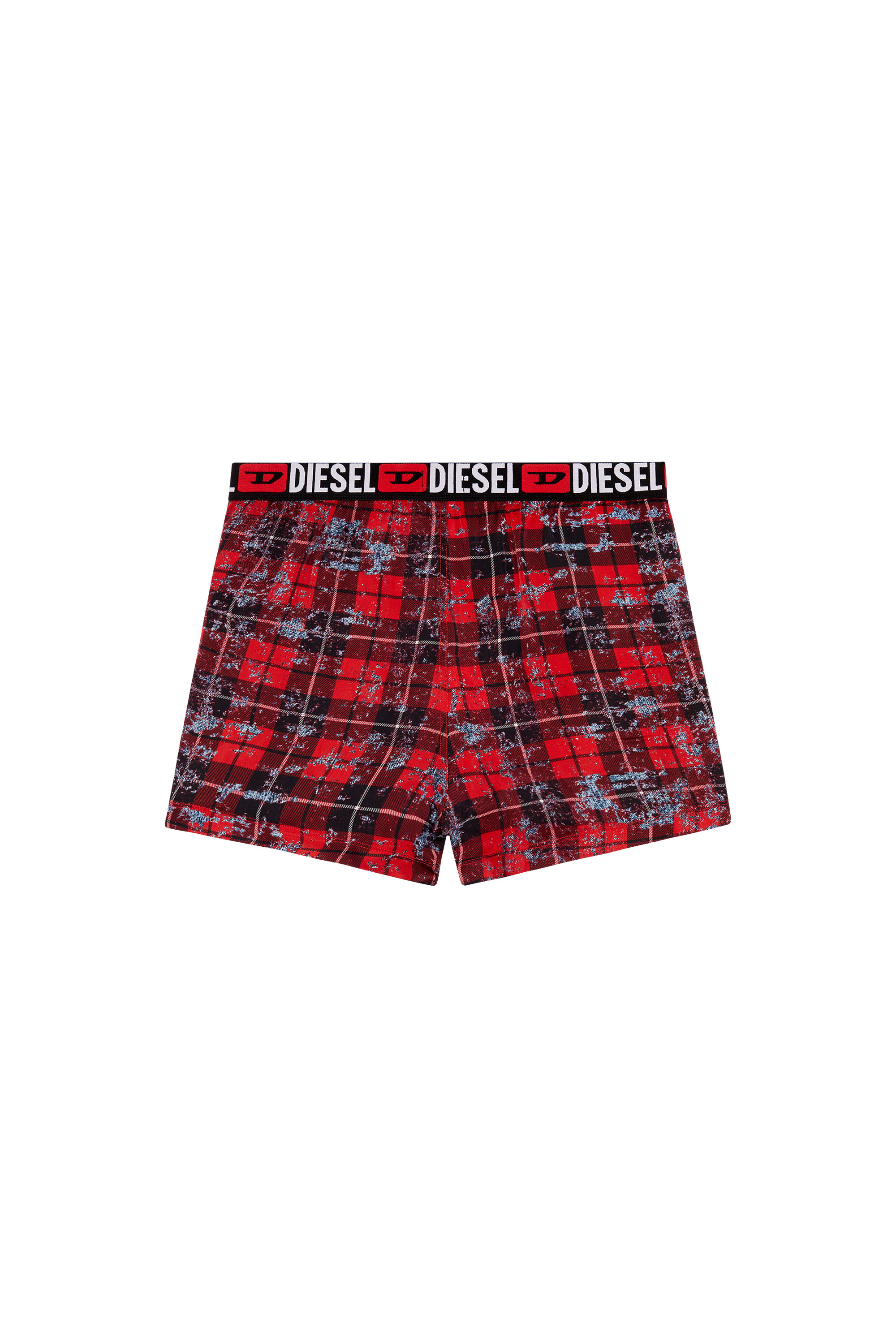 Diesel - UUBX-STARK-EL, Unisex's Viscose boxers with check and denim print in Black/Red - 2