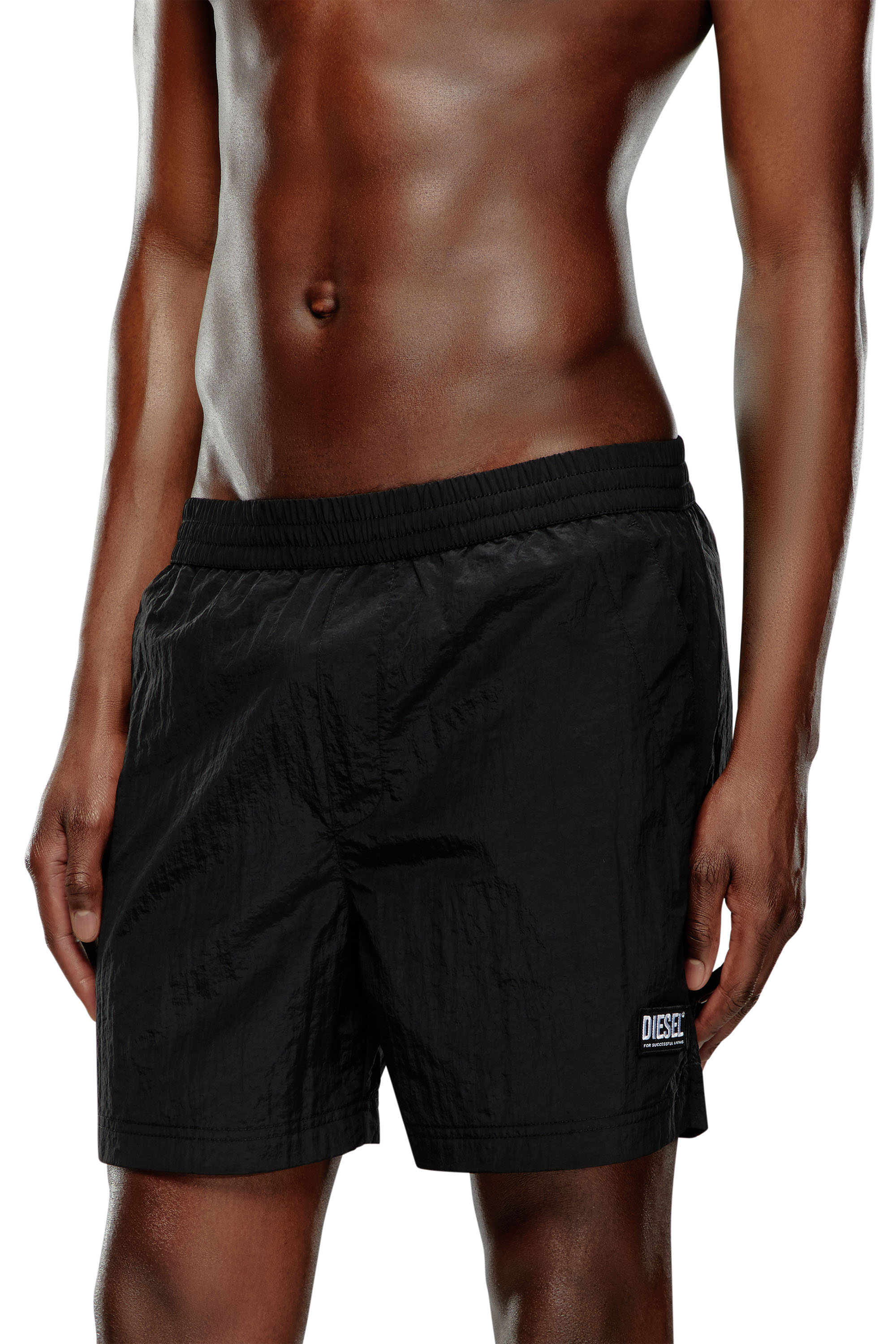 Diesel - BMBX-RIO-41CM-PARACHUTE, Man's Board shorts in crinkled fabric in Black - 2
