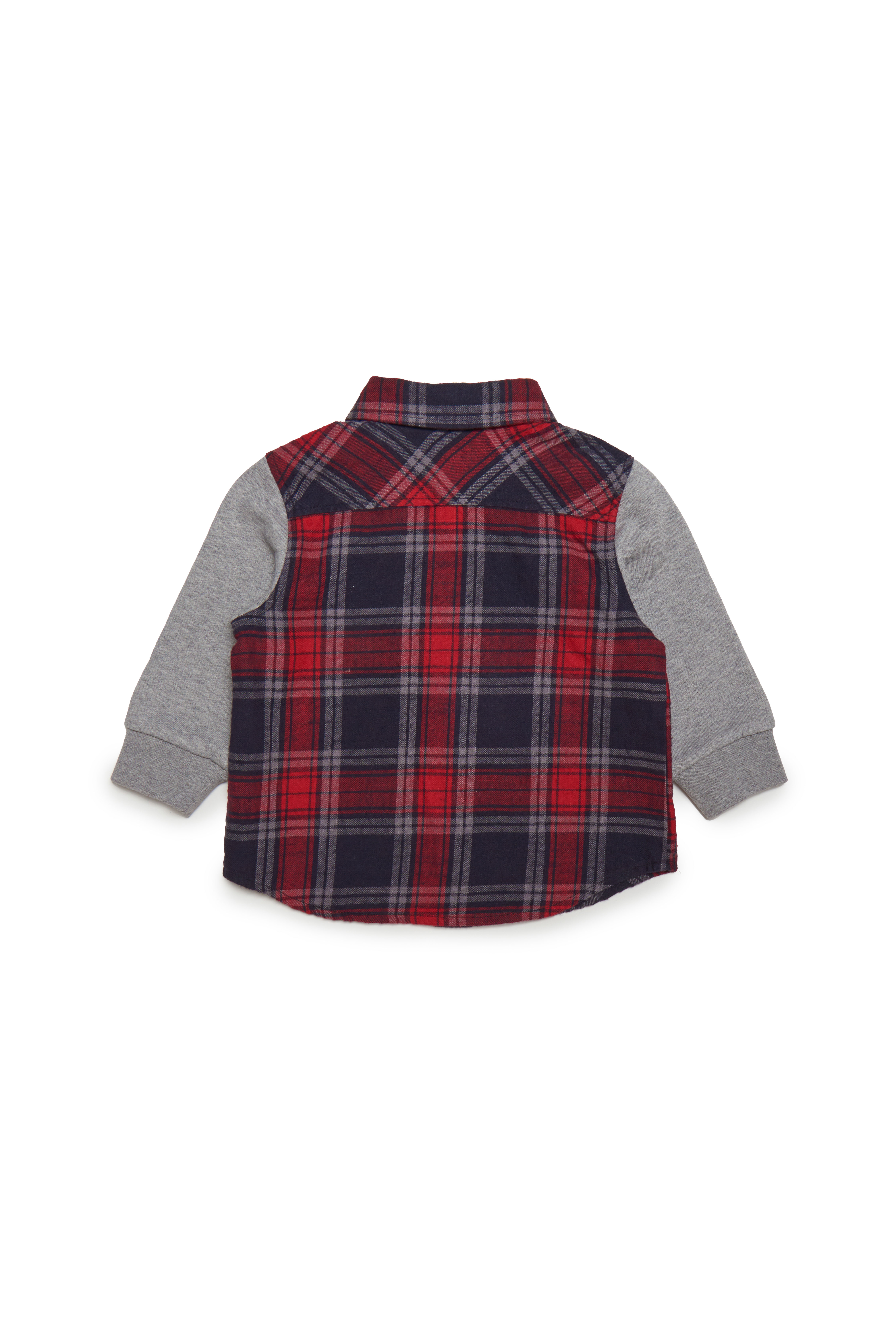 Diesel - CUADEB OVER, Man's Checked overshirt with jersey sleeves in Red - 2
