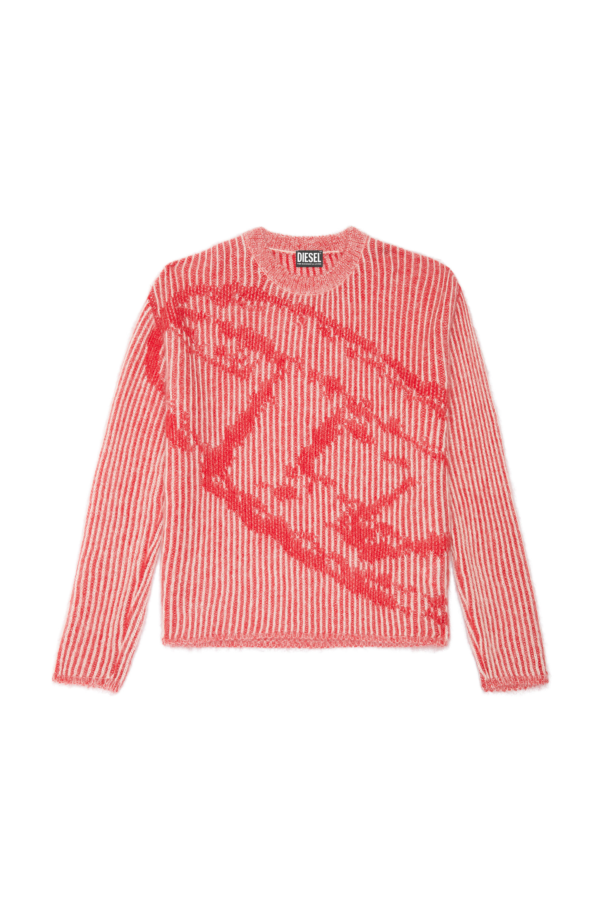 Diesel - K-EDRO, Man's Logo-jacquard jumper in mohair blend in Red - 3