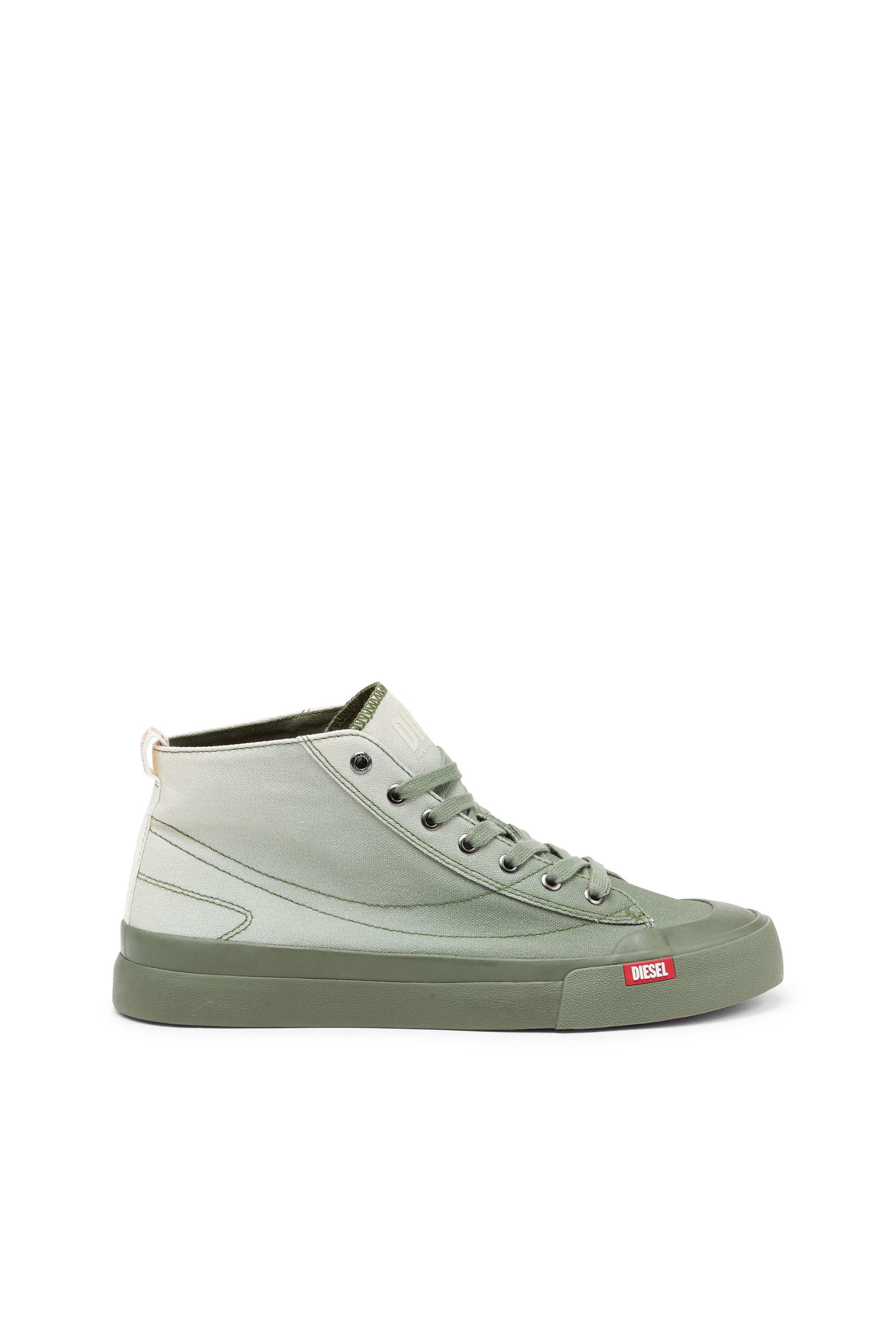 Diesel - S-ATHOS MID, Man's S-Athos Mid-High-top sneakers in faded canvas in Green/White - 1