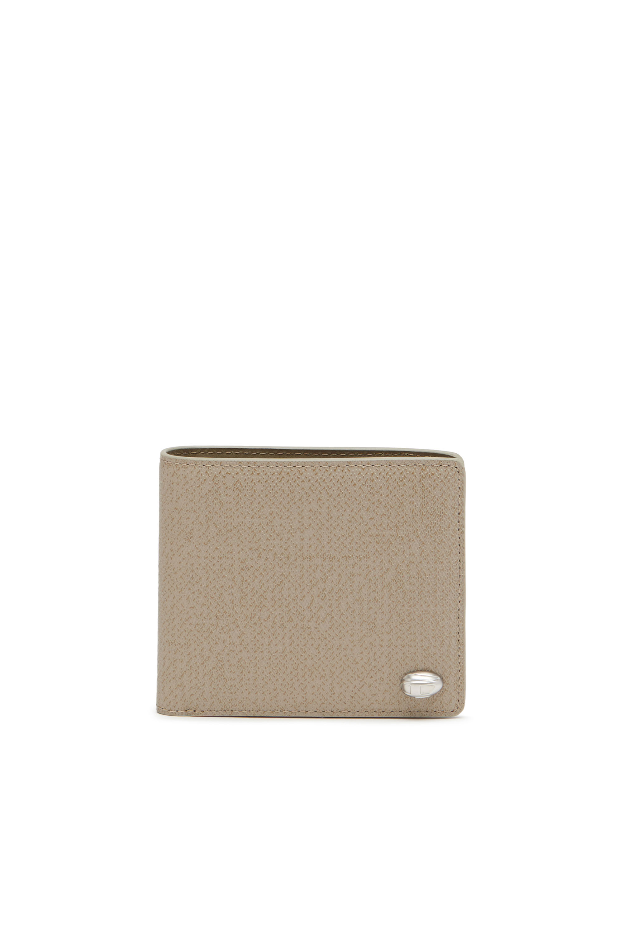 Diesel - BI-FOLD COIN S 3D, Man's Bi-fold wallet in textured leather in Light Brown - 1