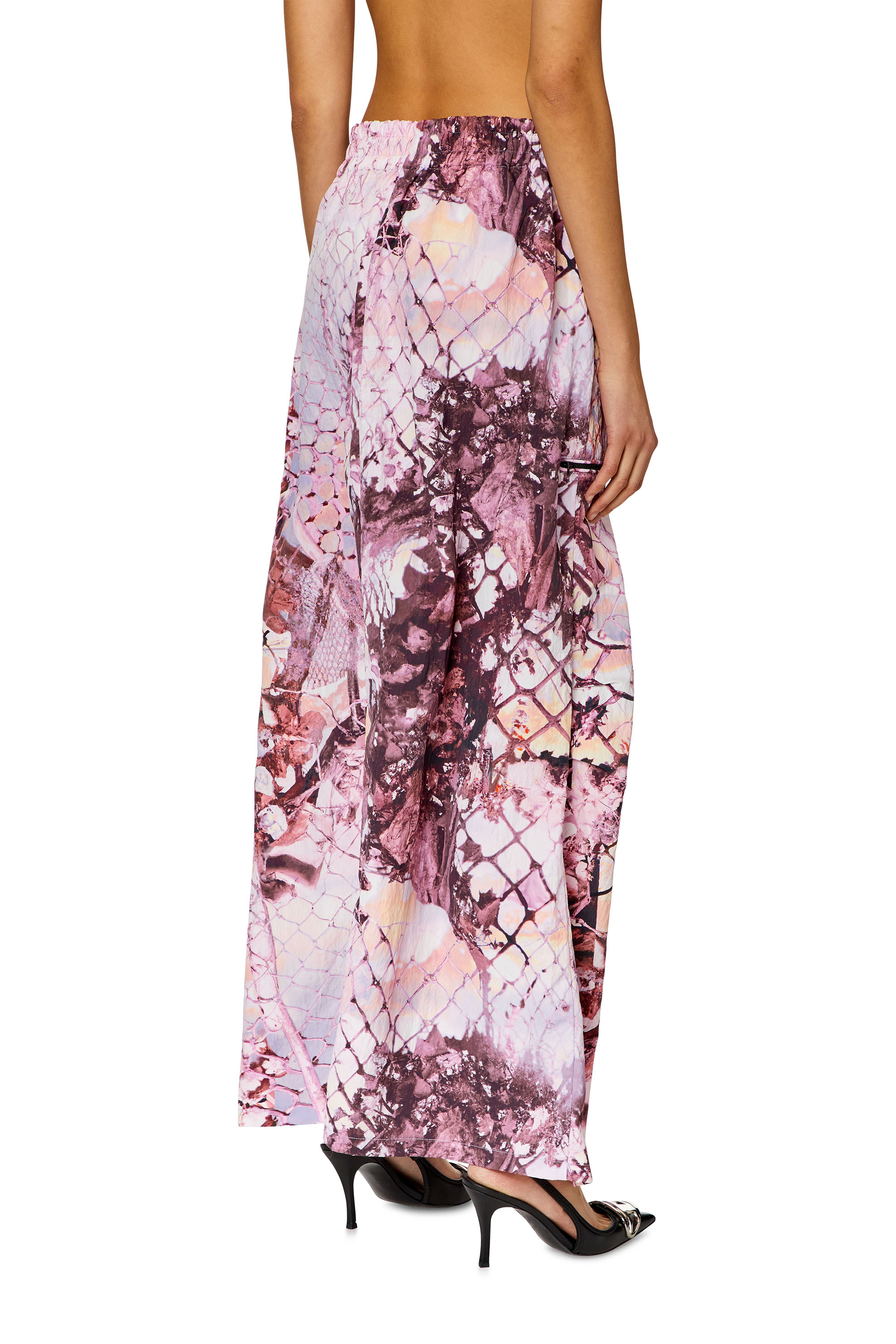 Diesel - O-DIAMY-N1, Woman's Long skirt in printed crinkled nylon in Lilac - 4