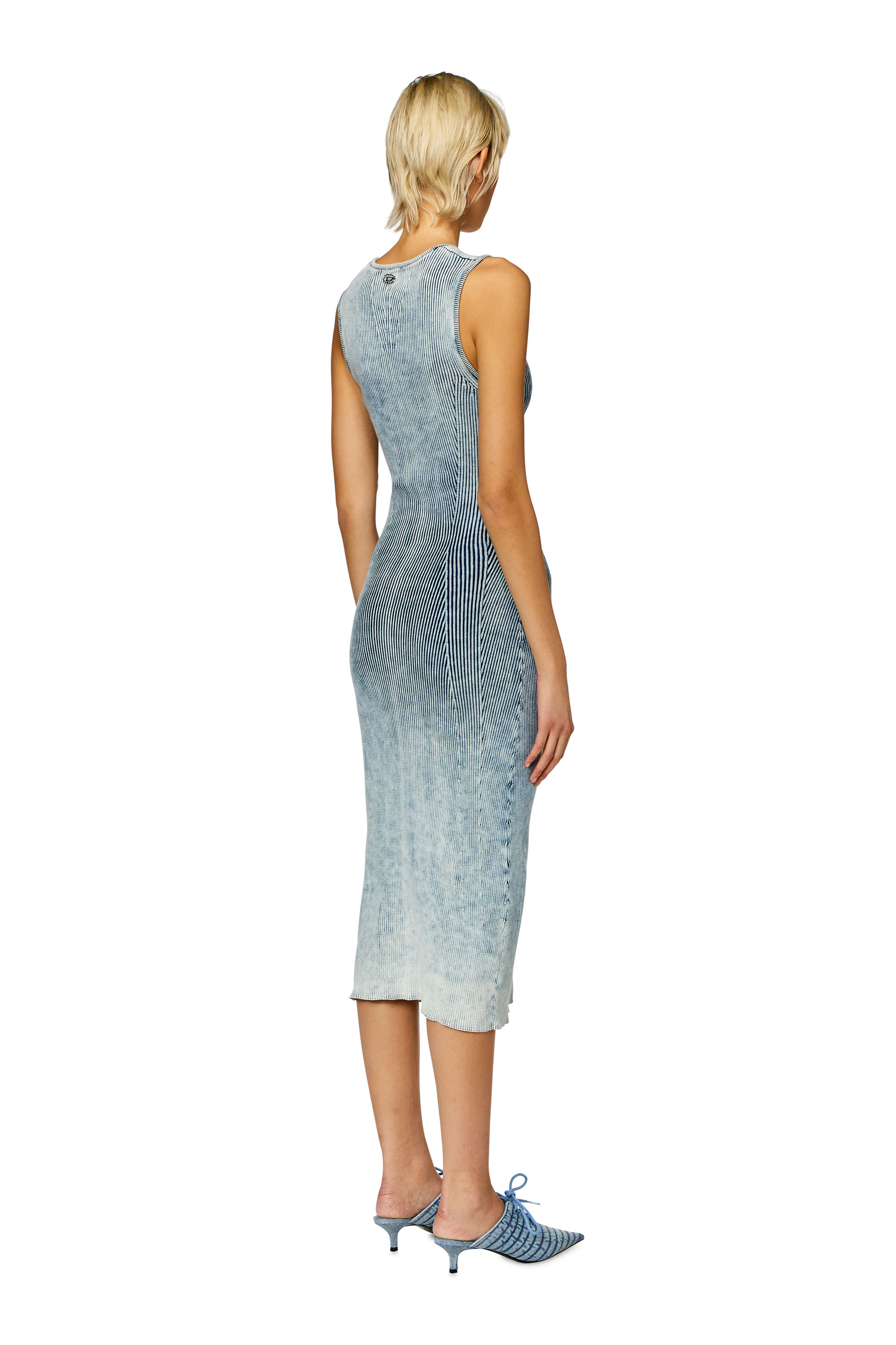Diesel - M-TARYN, Woman's Cut-out midi dress in indigo cotton knit in Blue - 3