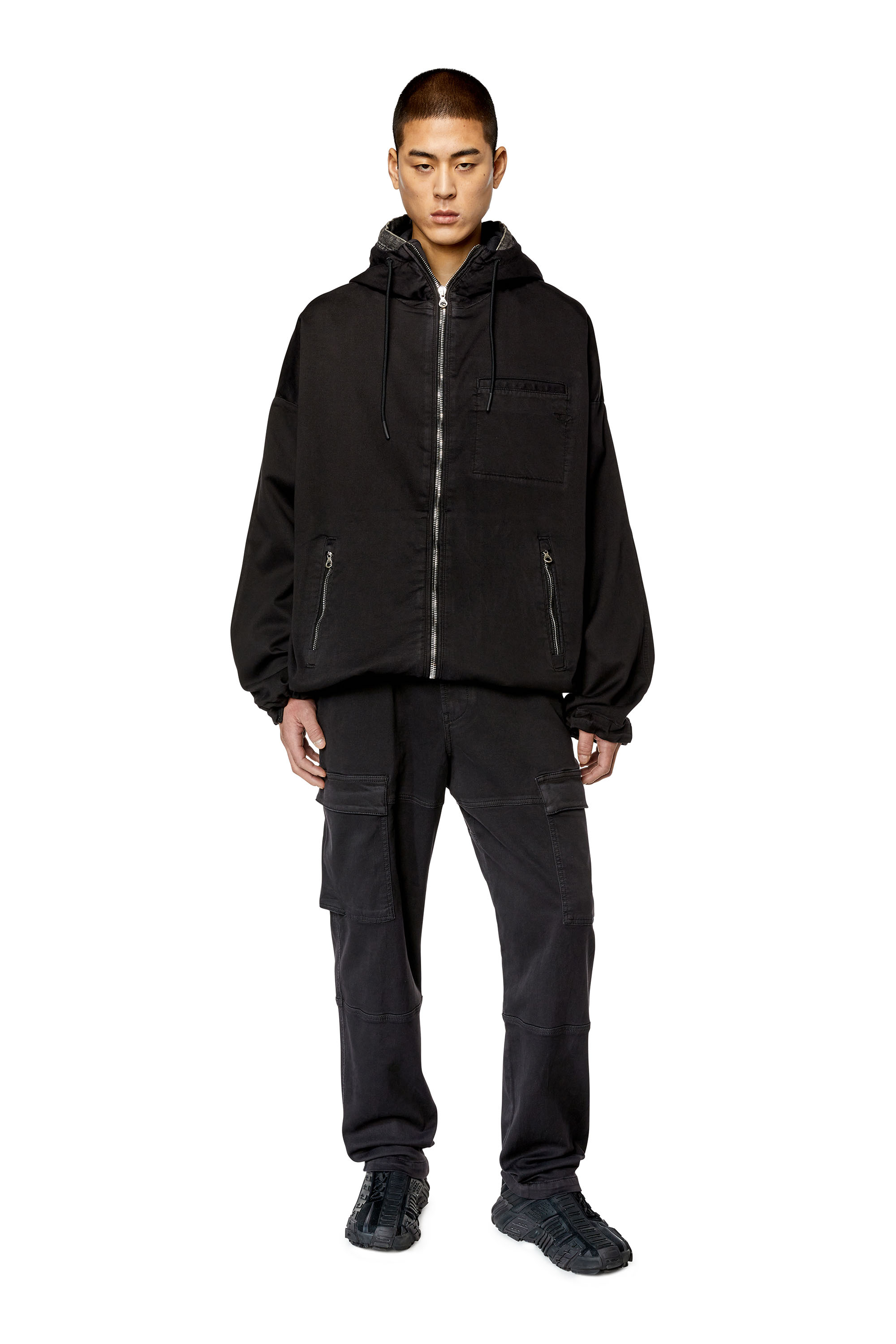Diesel - D-HENNES JOGG, Man's Hooded JoggJeans jacket in Black - 2
