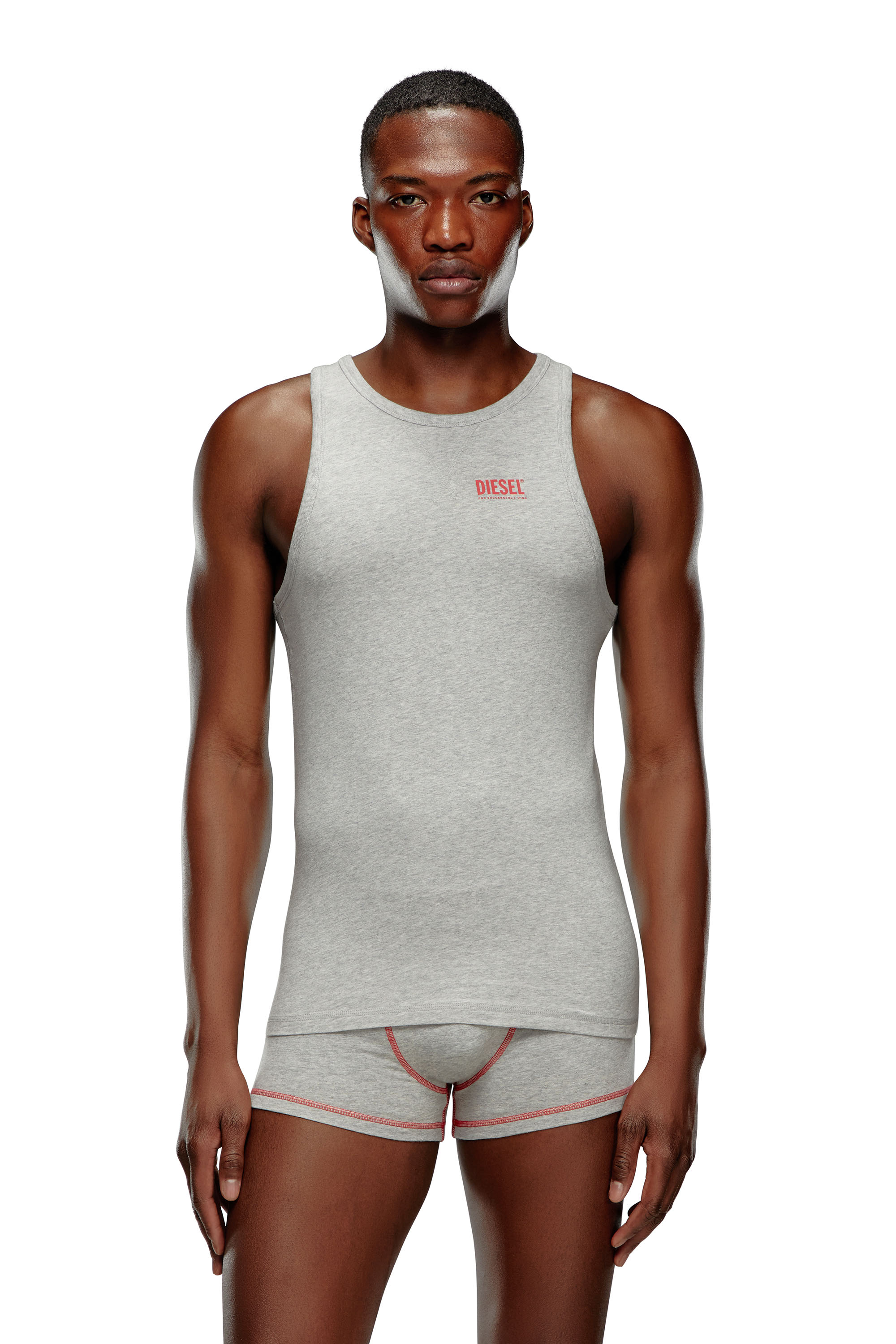 Diesel - UMTK-JOHNNY, Man's Tank top with logo print in Grey - 3
