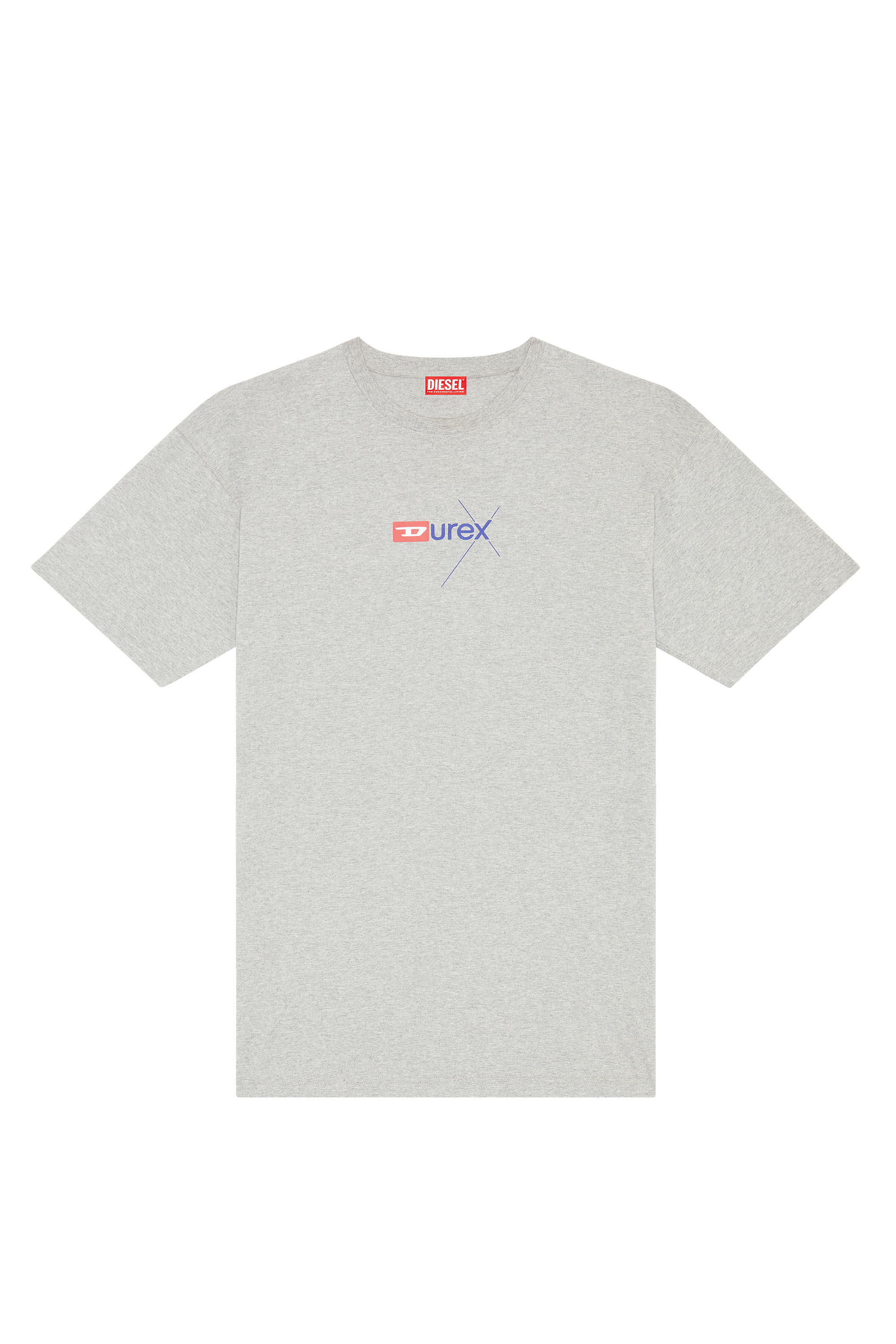 Diesel - DX-T-NLABEL, Man's Mélange T-shirt with Durex logo in Light Grey - 3