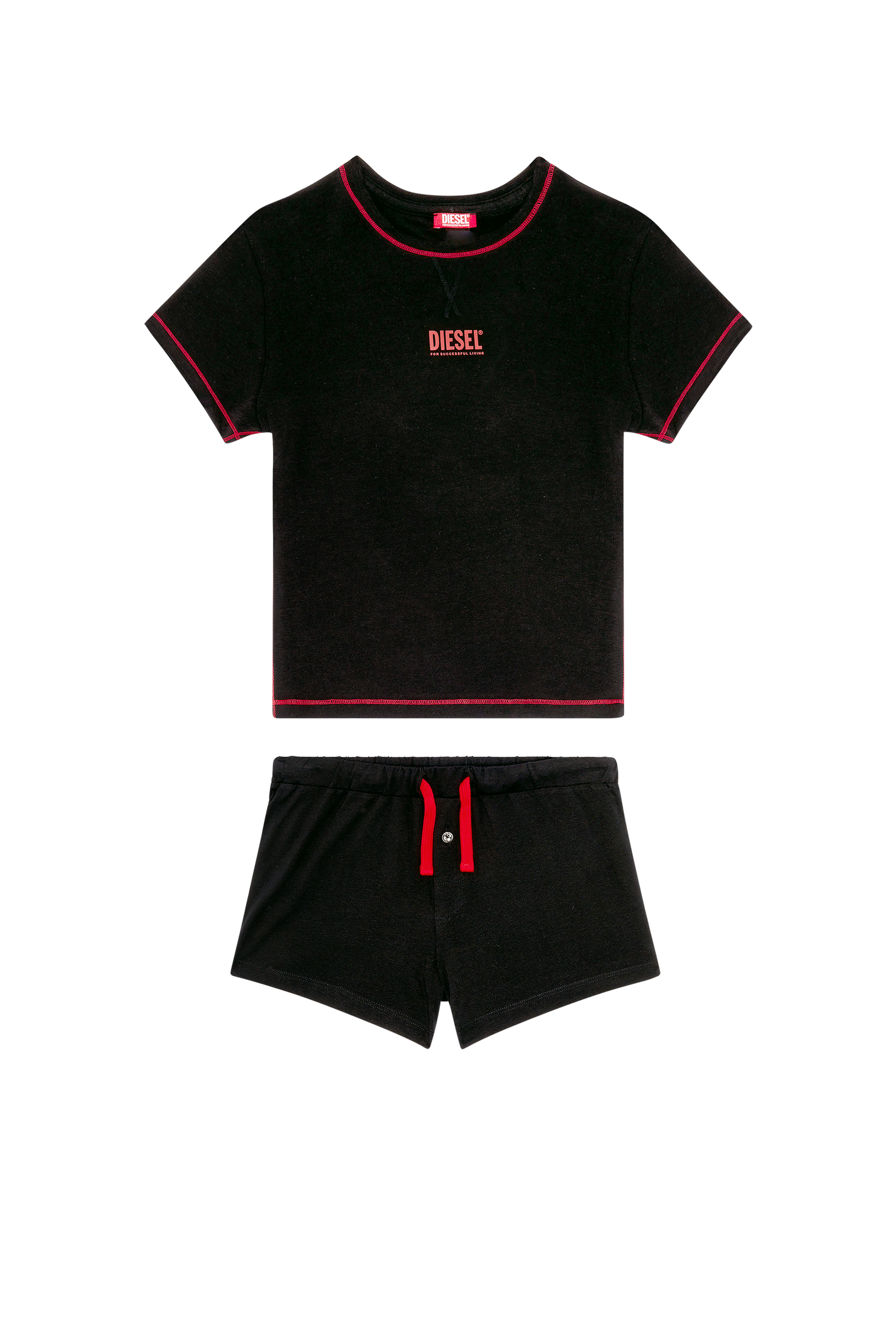 Diesel - UFSET-SYLVIE, Woman's Pyjama set in stretch cotton in Black - 4