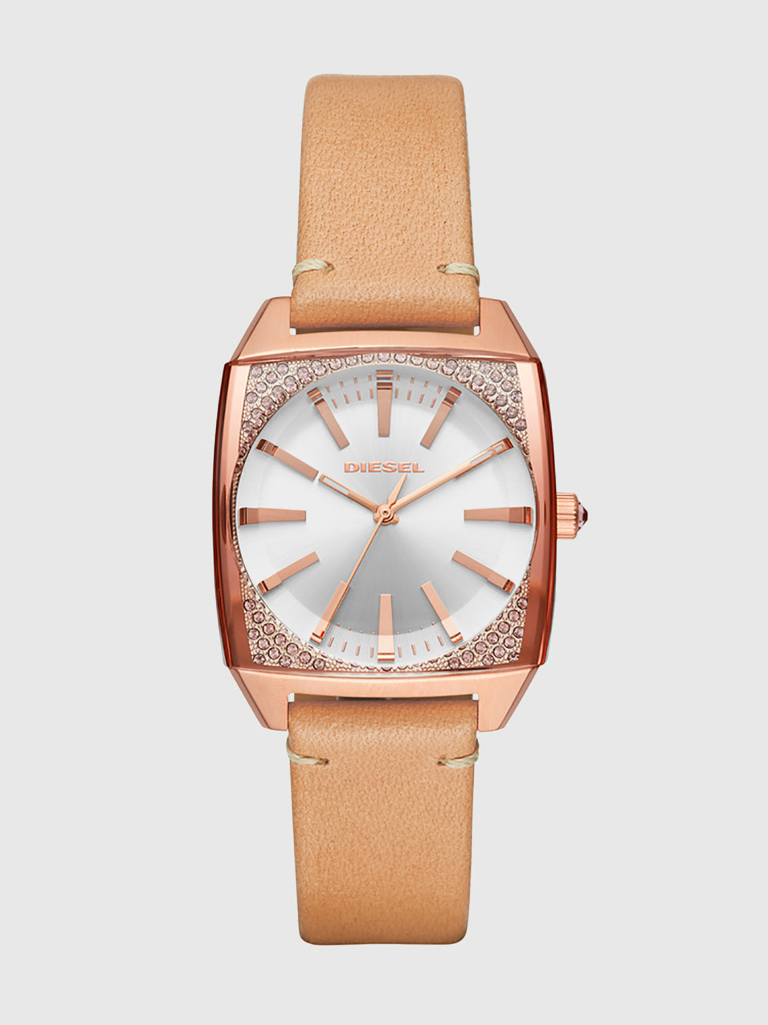 Diesel - DZ5556, Woman's Becky square rose gold-tone watch, 32 mm in Beige - 1