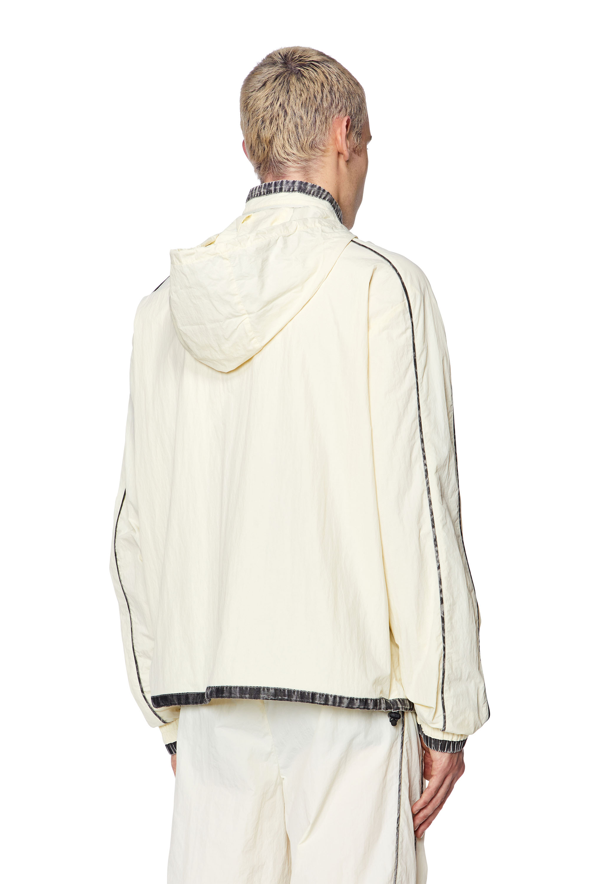 Diesel - AMWT-DOMINIC-HT45, Man's Hooded windbreaker with contrast trims in White - 4