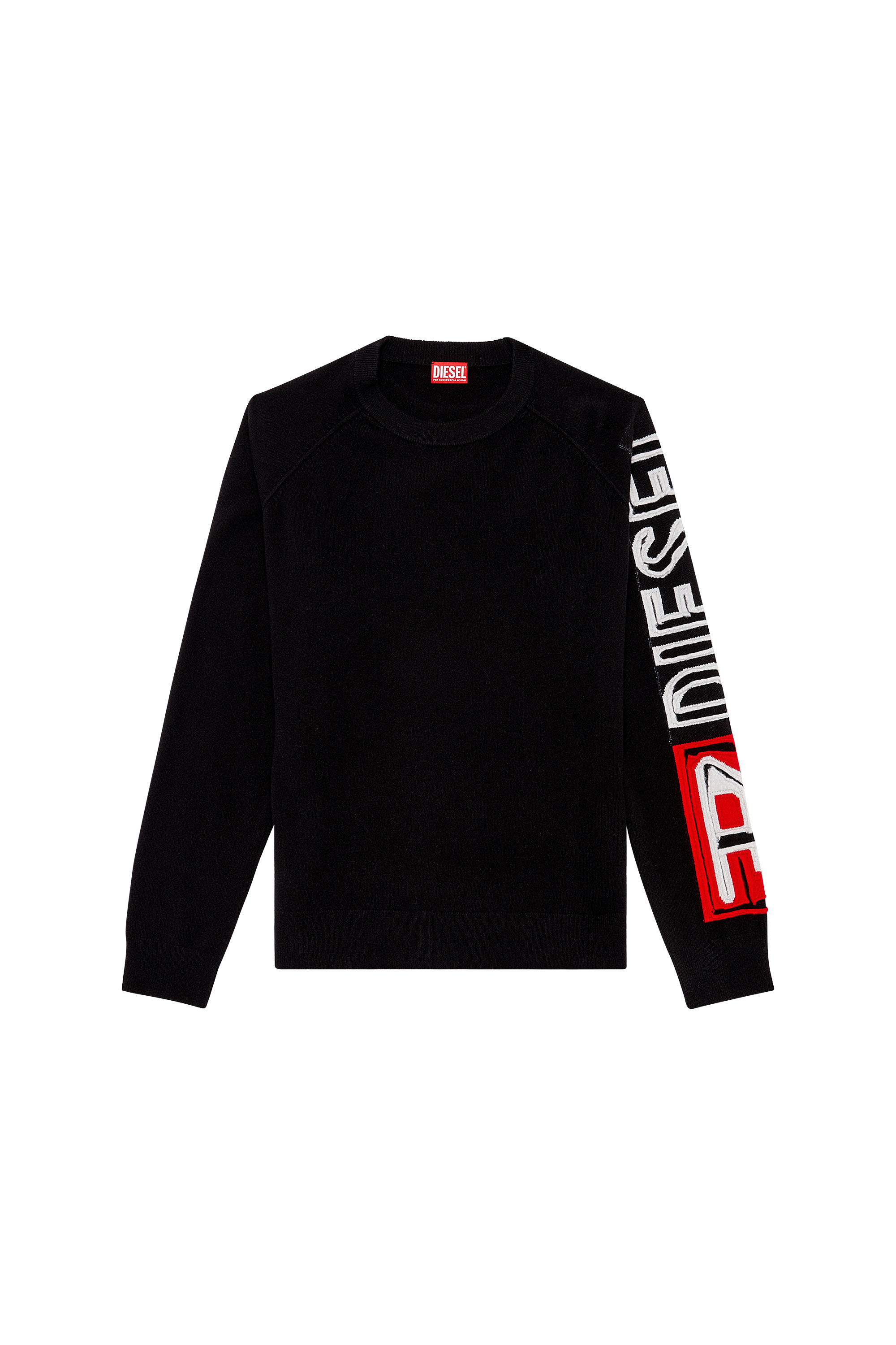 Diesel - K-SARIA-A, Man's Jumper with peel-off intarsia logo in Black - 3