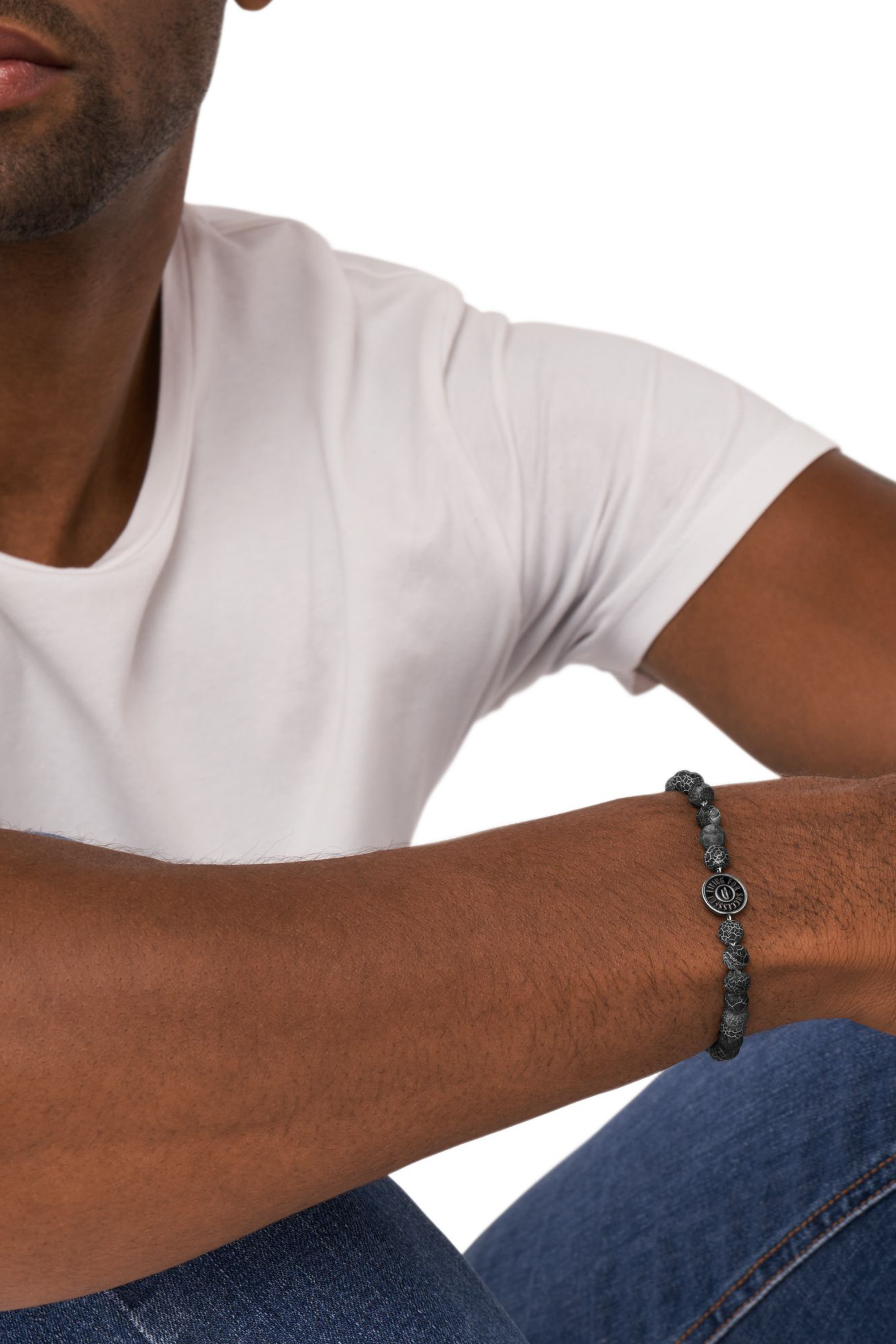 Diesel - DX1464, Unisex's Stainless steel beaded bracelet in Silver/Black - 3