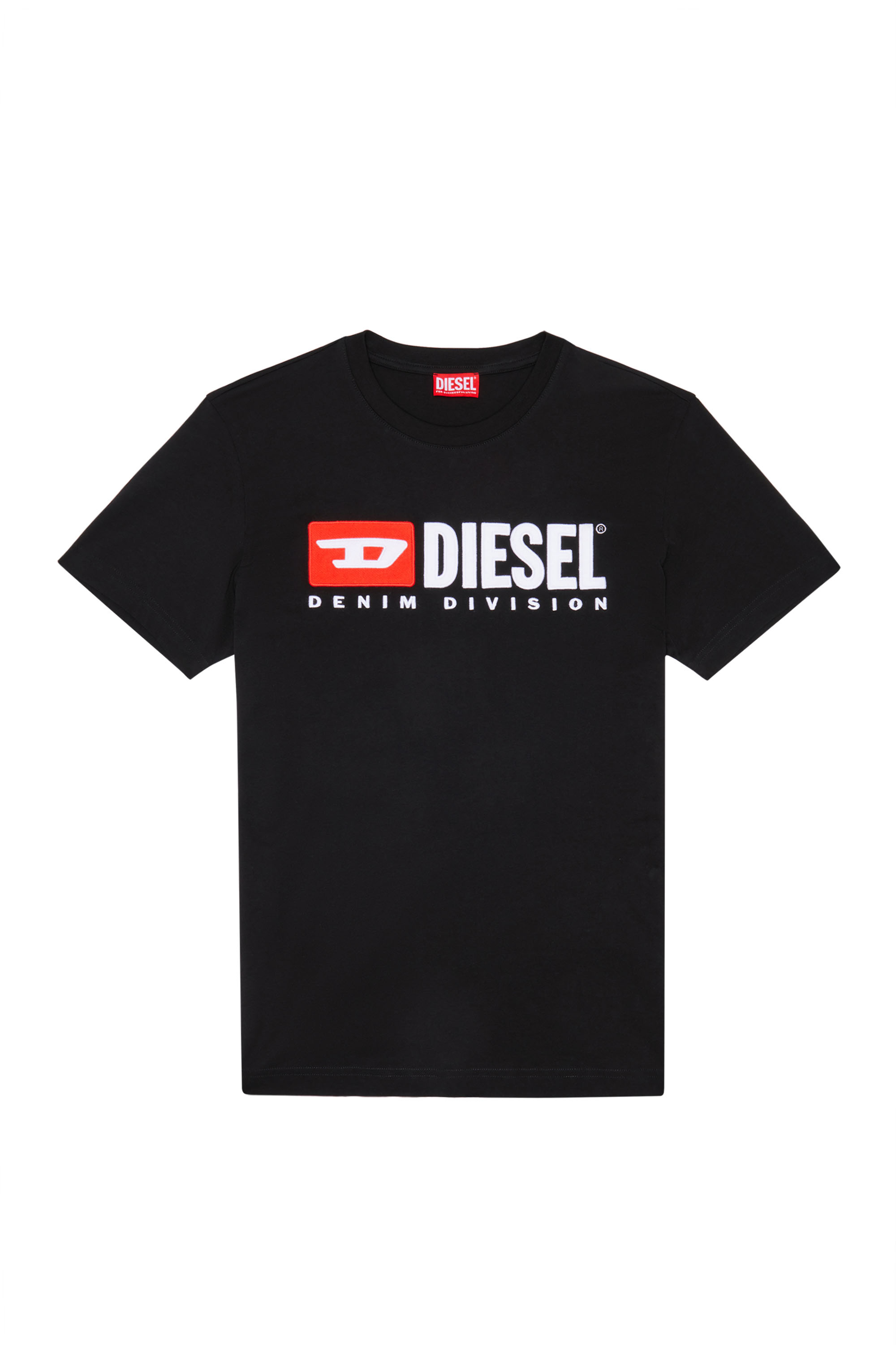 Diesel - T-DIEGOR-DIV, Man's T-shirt with fleece logo in Black - 3