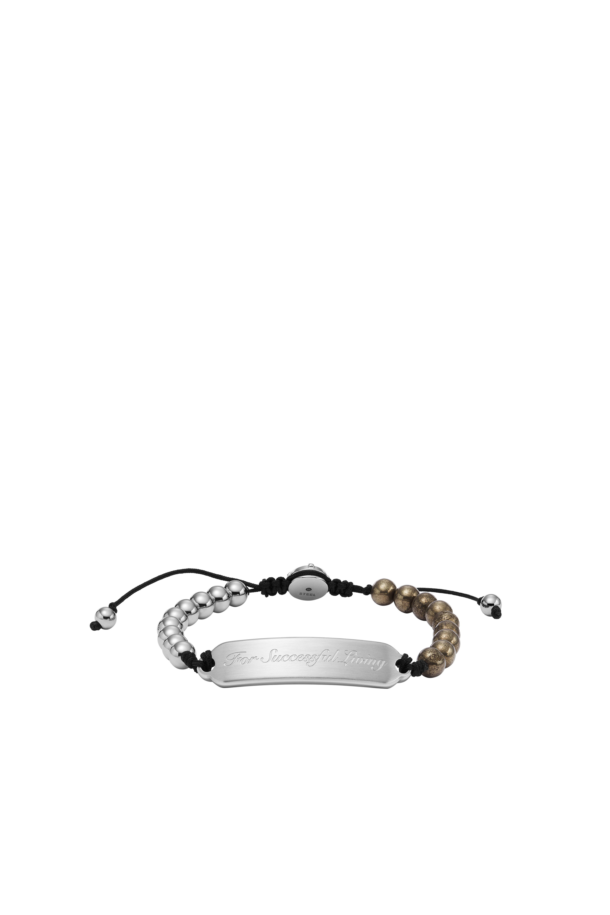 Diesel - DX1403, Unisex's Silver and Gold Pyrite Beaded Bracelet in Silver/Black - 1