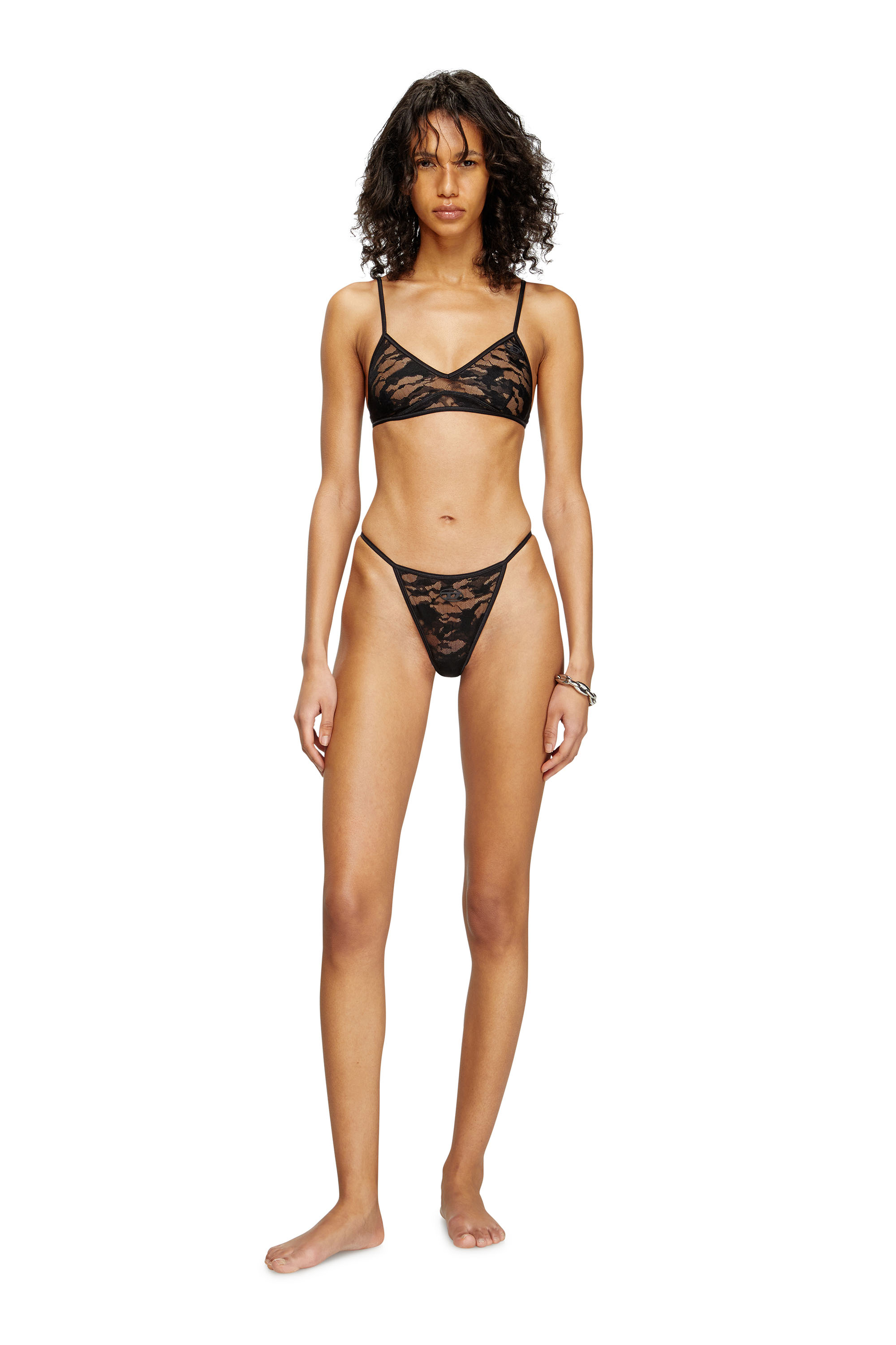 Diesel - BEATRIX-UTLT, Woman's Thong in stretch camo lace in Black - 2