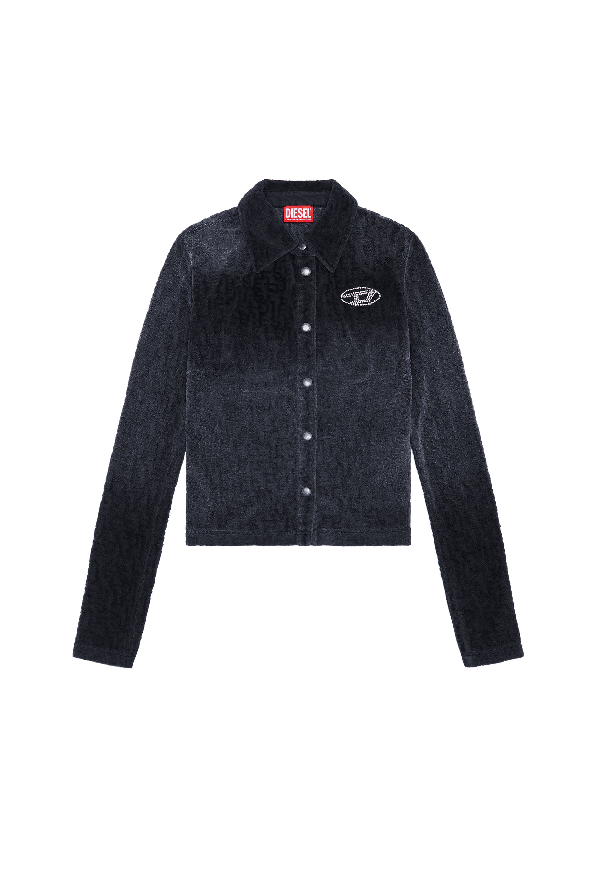 Diesel - T-AMUSE, Woman's Slim shirt in monogram chenille in Black - 3