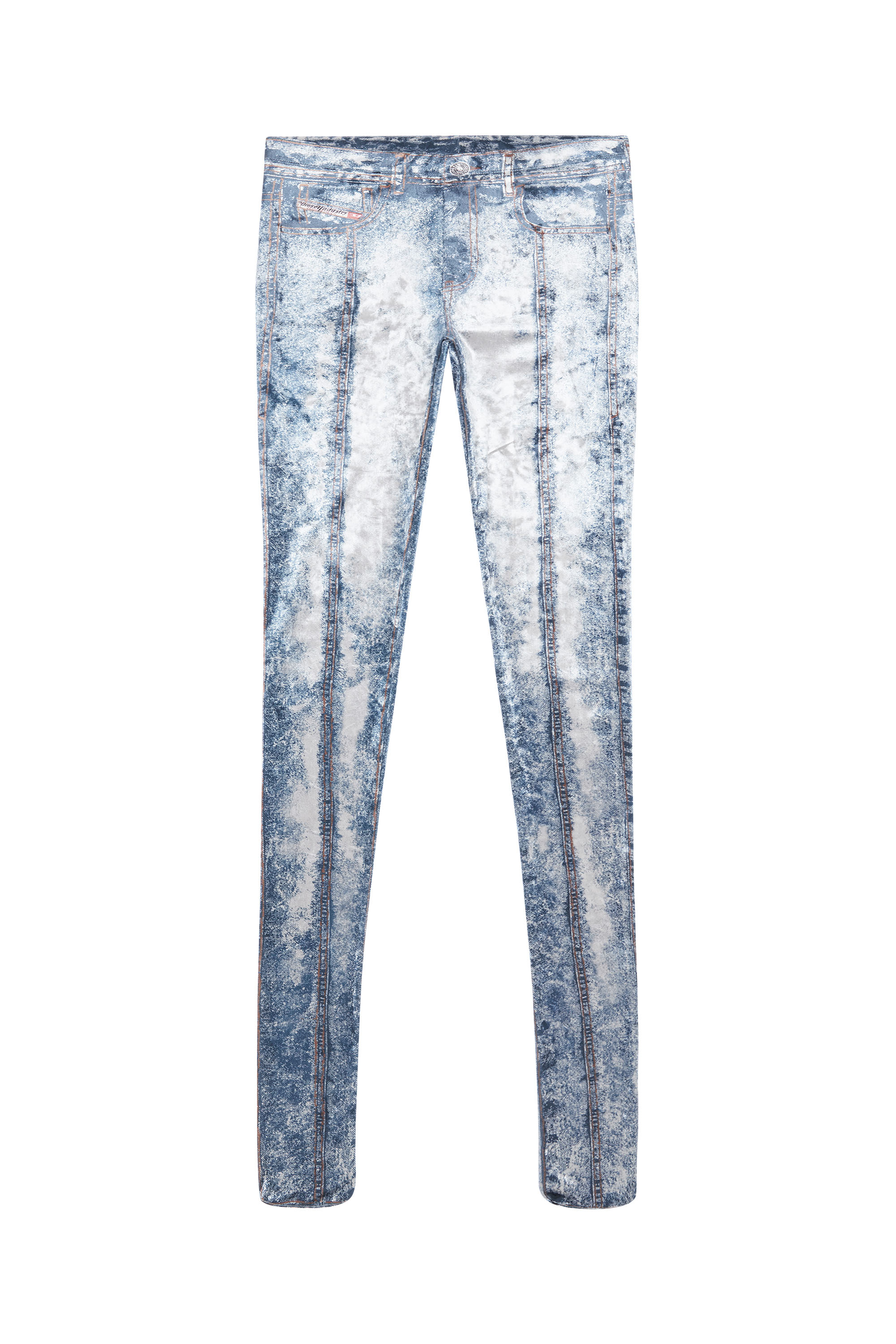 Diesel - P-KOLVET, Woman's Chenille leggings with denim print in Blue - 3