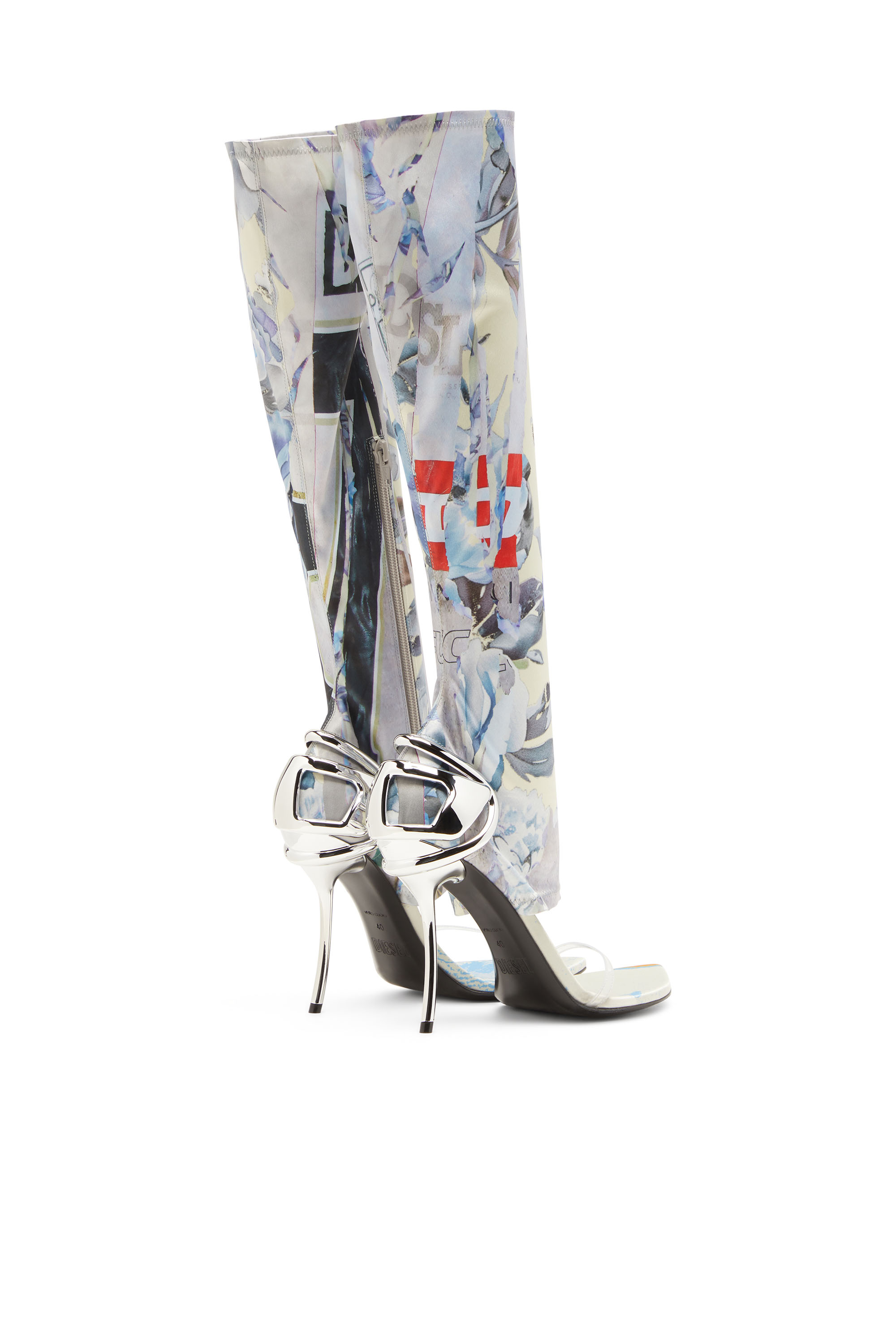 Diesel - D-TEN&HALF SDL KB, Woman's D-Ten&Half-Hybrid sandals with graphic print in White/Blue - 4