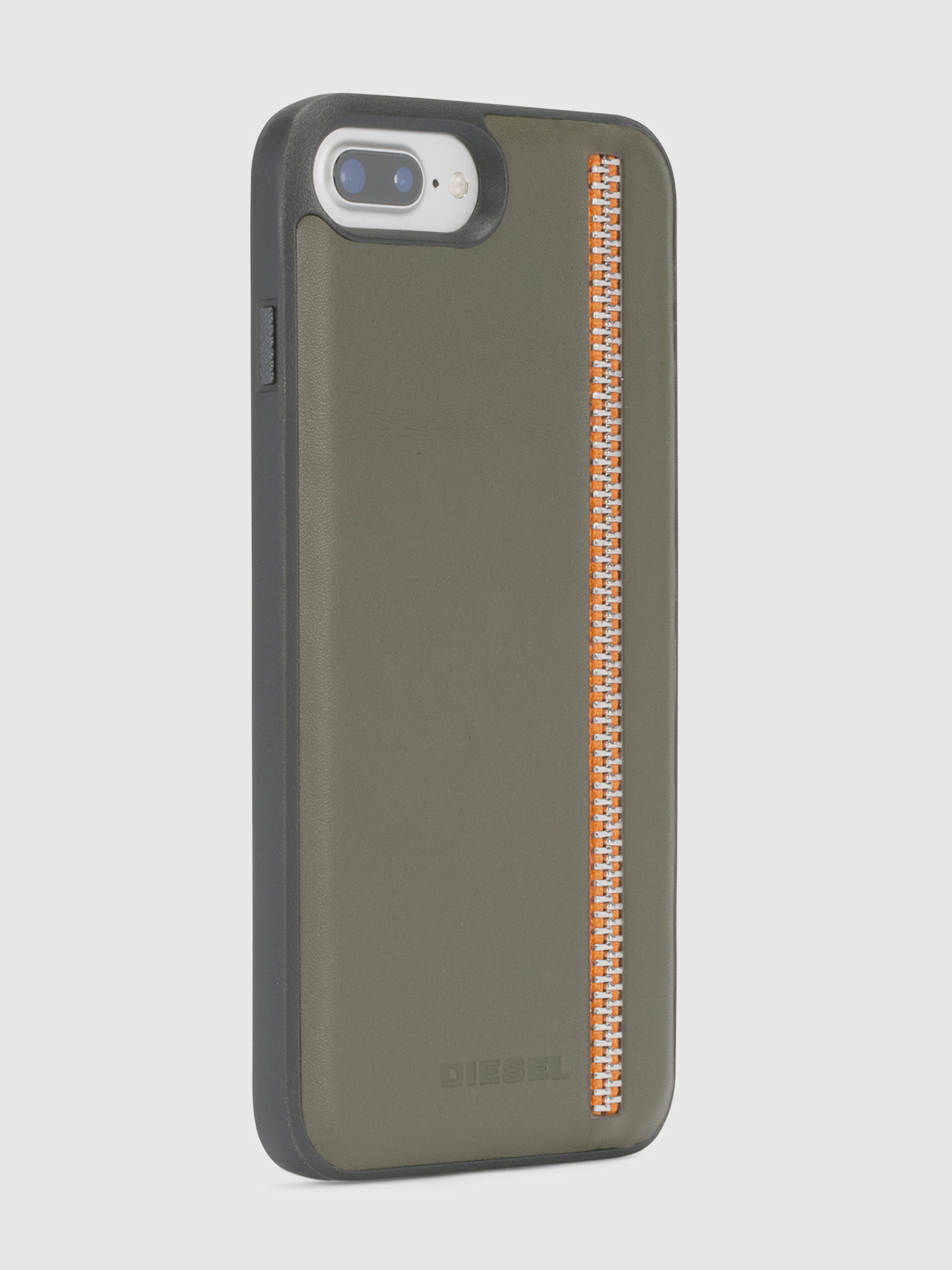 Diesel - ZIP OLIVE LEATHER IPHONE 8 PLUS/7 PLUS/6s PLUS/6 PLUS CASE, Unisex's Zip olive case, iPhone 8 Plus/7 Plus/6s Plus/6 Plus in Olive Green - 4
