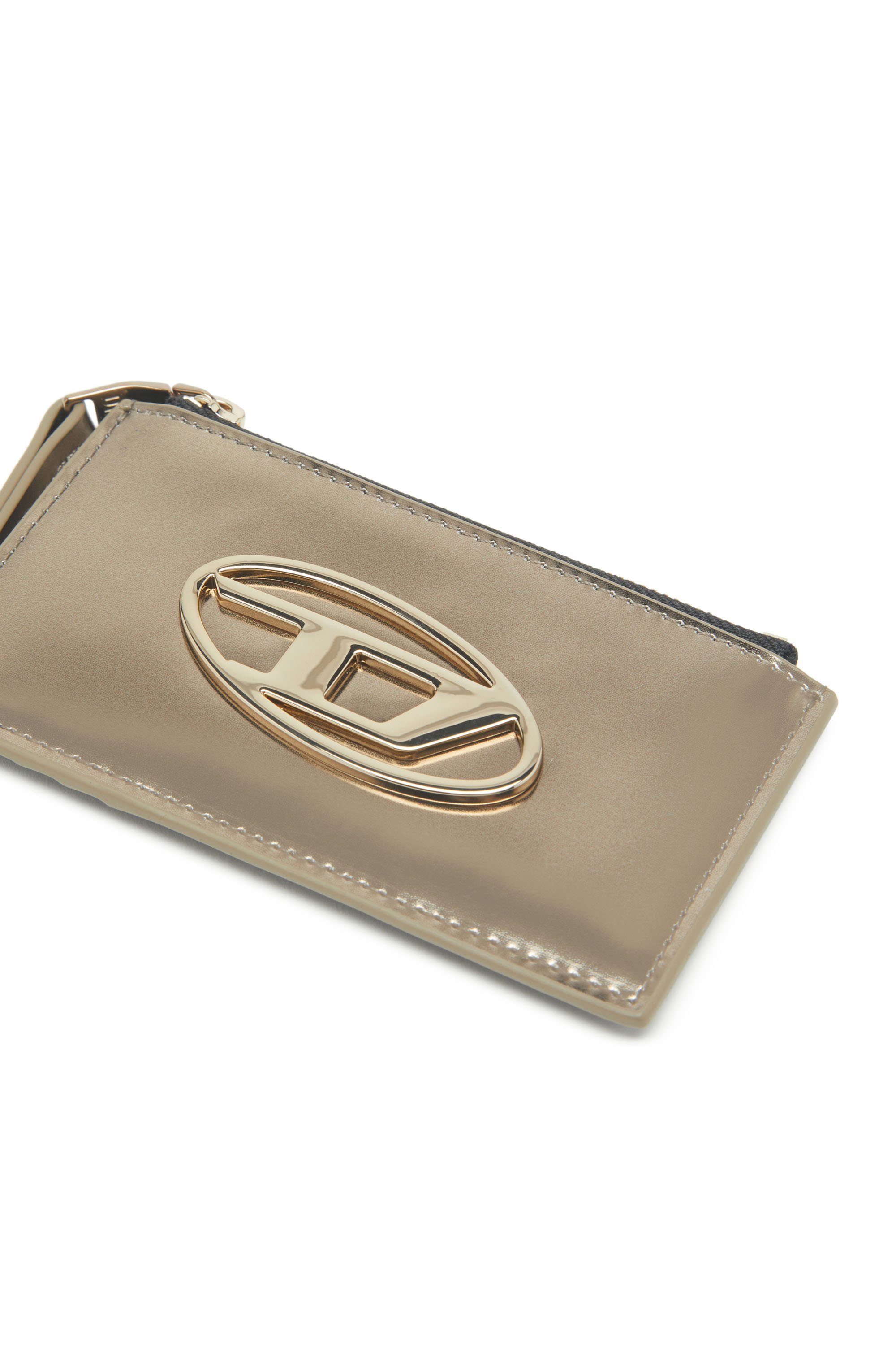 Diesel - CARD HOLDER COIN S, Woman's Metallic leather card holder in Bronze - 3