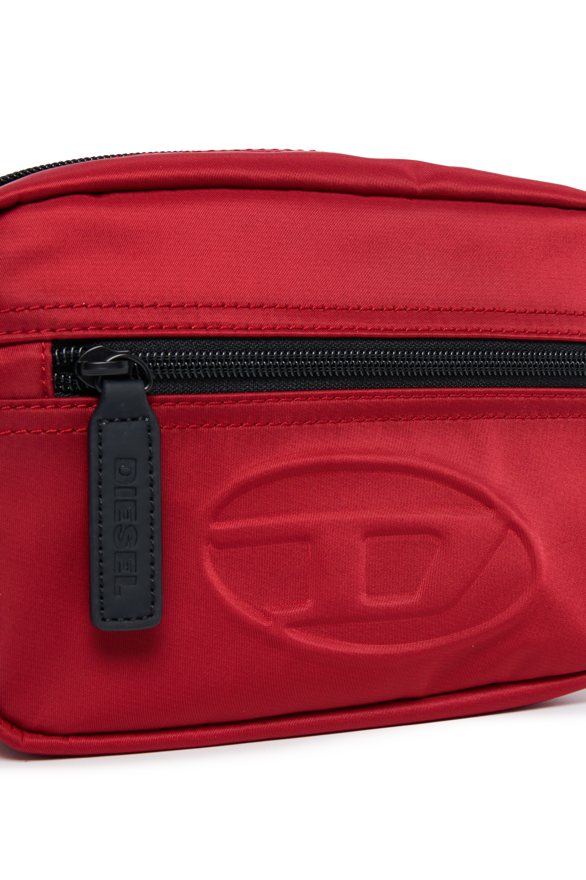 Diesel - WDEMBOSSED, Unisex's Nylon belt bag with embossed logo in Red - 4