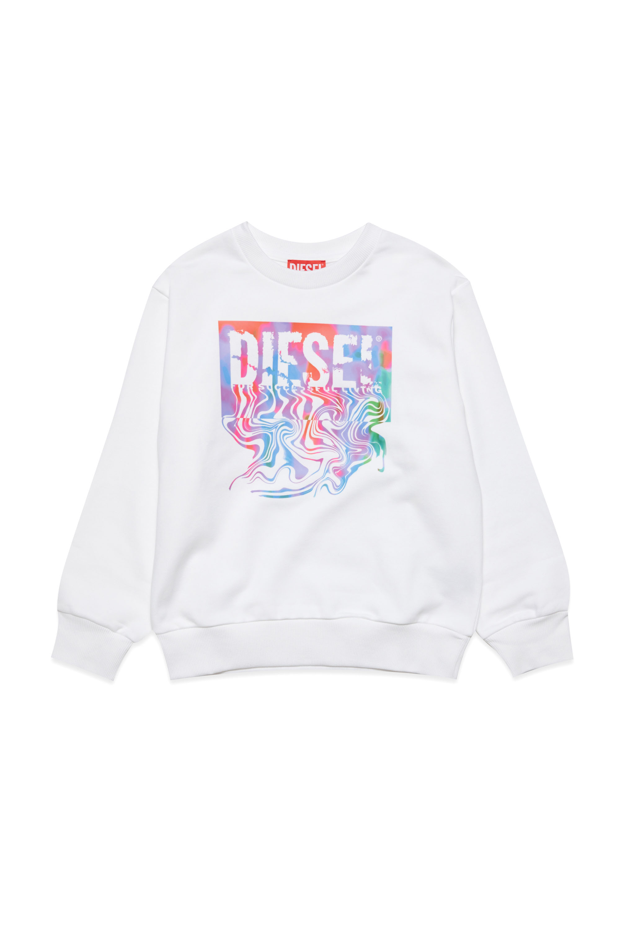 Diesel - SCOM OVER, Unisex's Sweatshirt with fluid Diesel print in White - 1