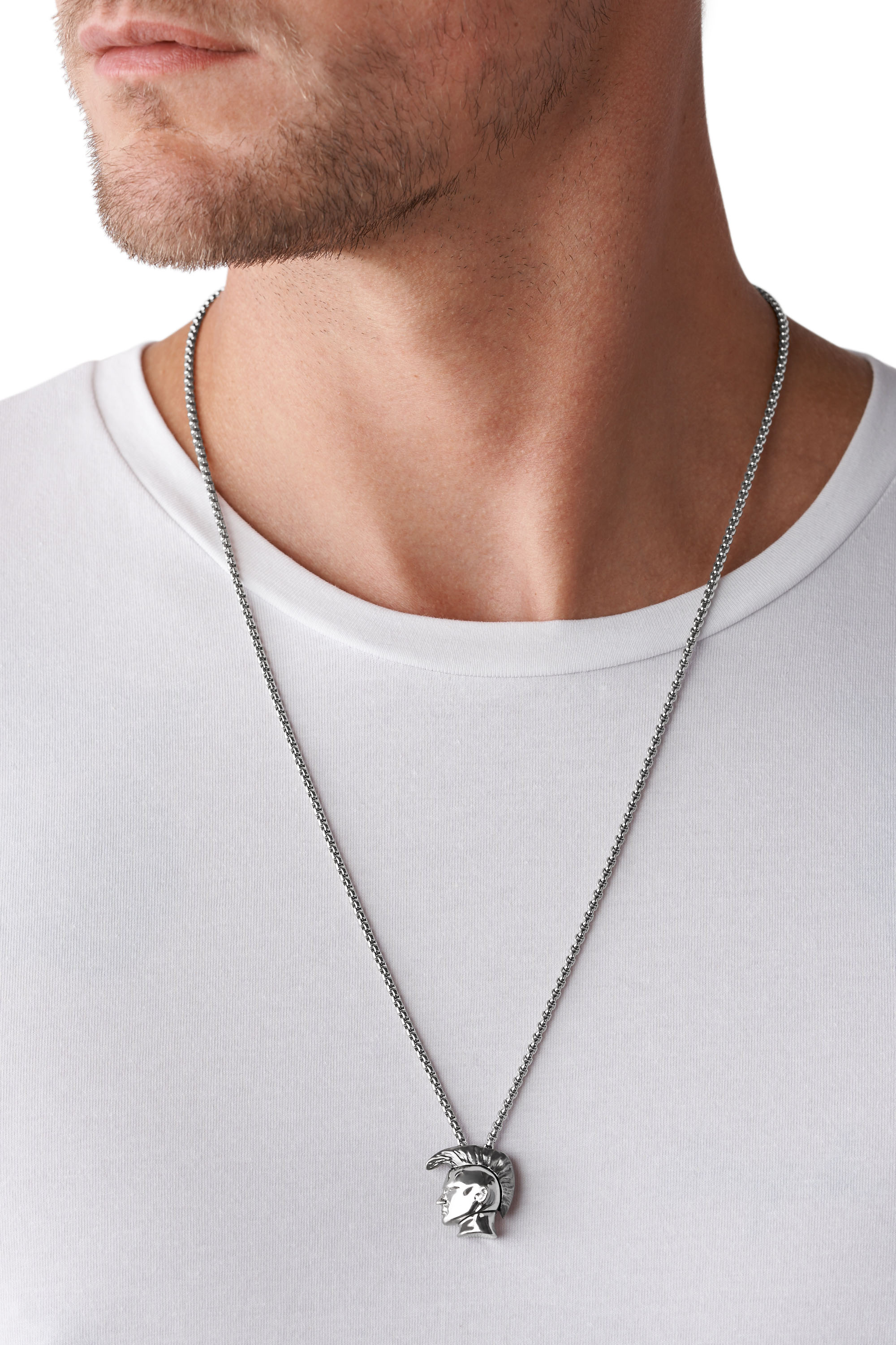 Diesel - DX1253, Man's Stainless steel "only the brave" icon pendant necklace in Silver - 3