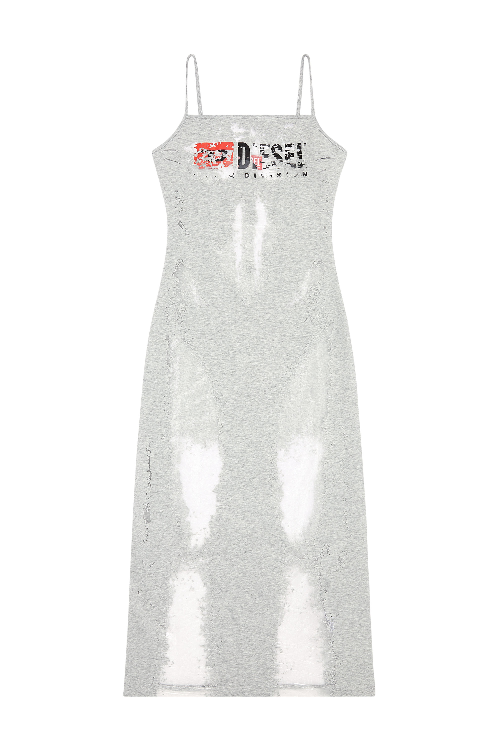 Diesel - D-HOPER-DEVO, Woman's Jersey dress with see-through effect in Light Grey - 2