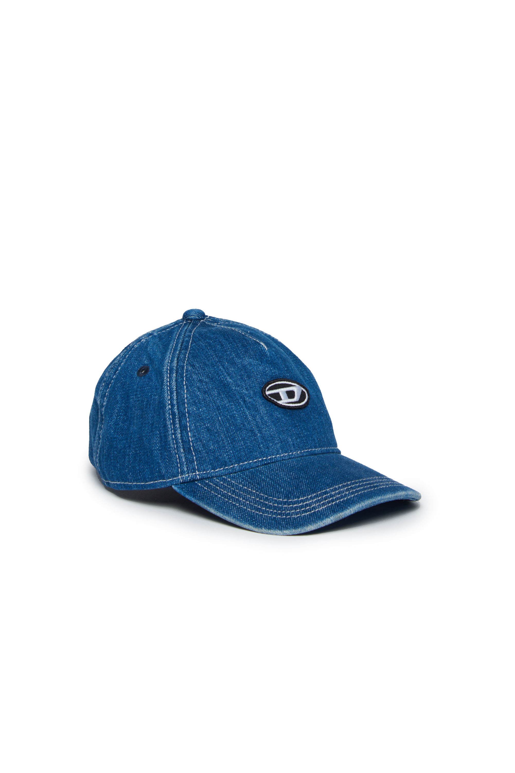 Diesel - FPOBIB, Man's Denim baseball cap with Oval D patch in Blue - 1