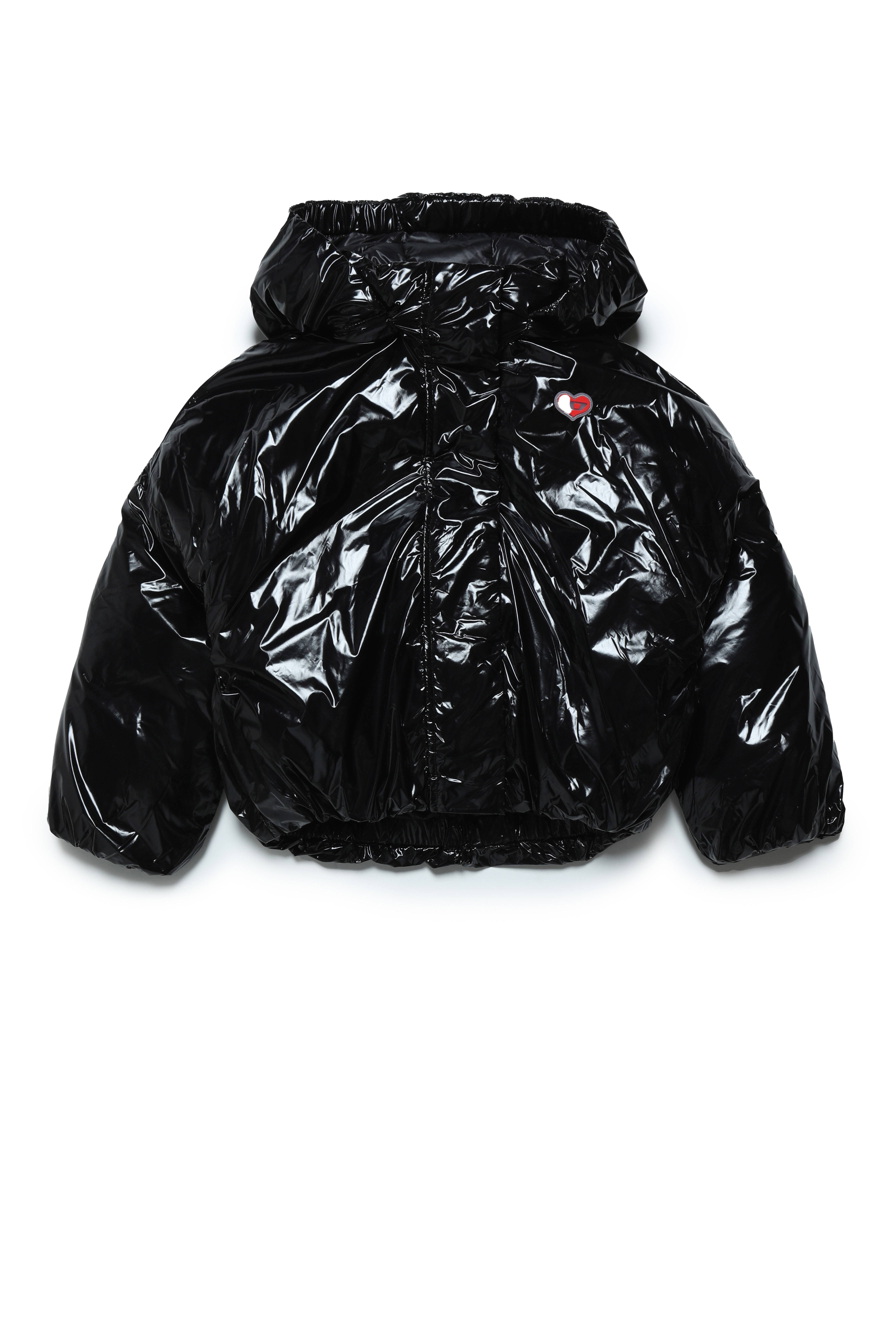 Diesel - JORINY, Woman's Hooded jacket in shiny nylon in Black - 1