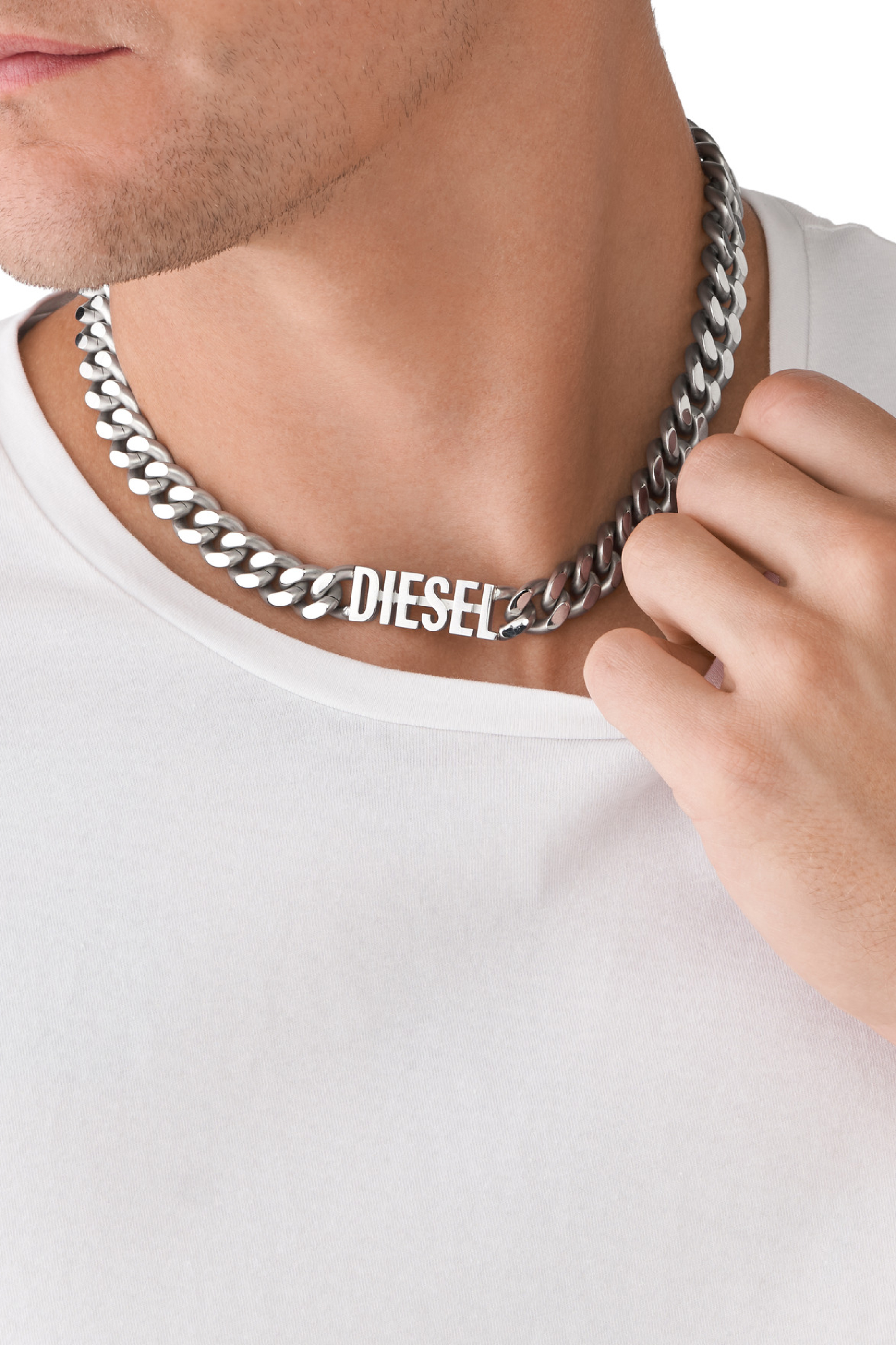 Diesel - DX1388, Man's Stainless steel choker necklace in Silver - 3