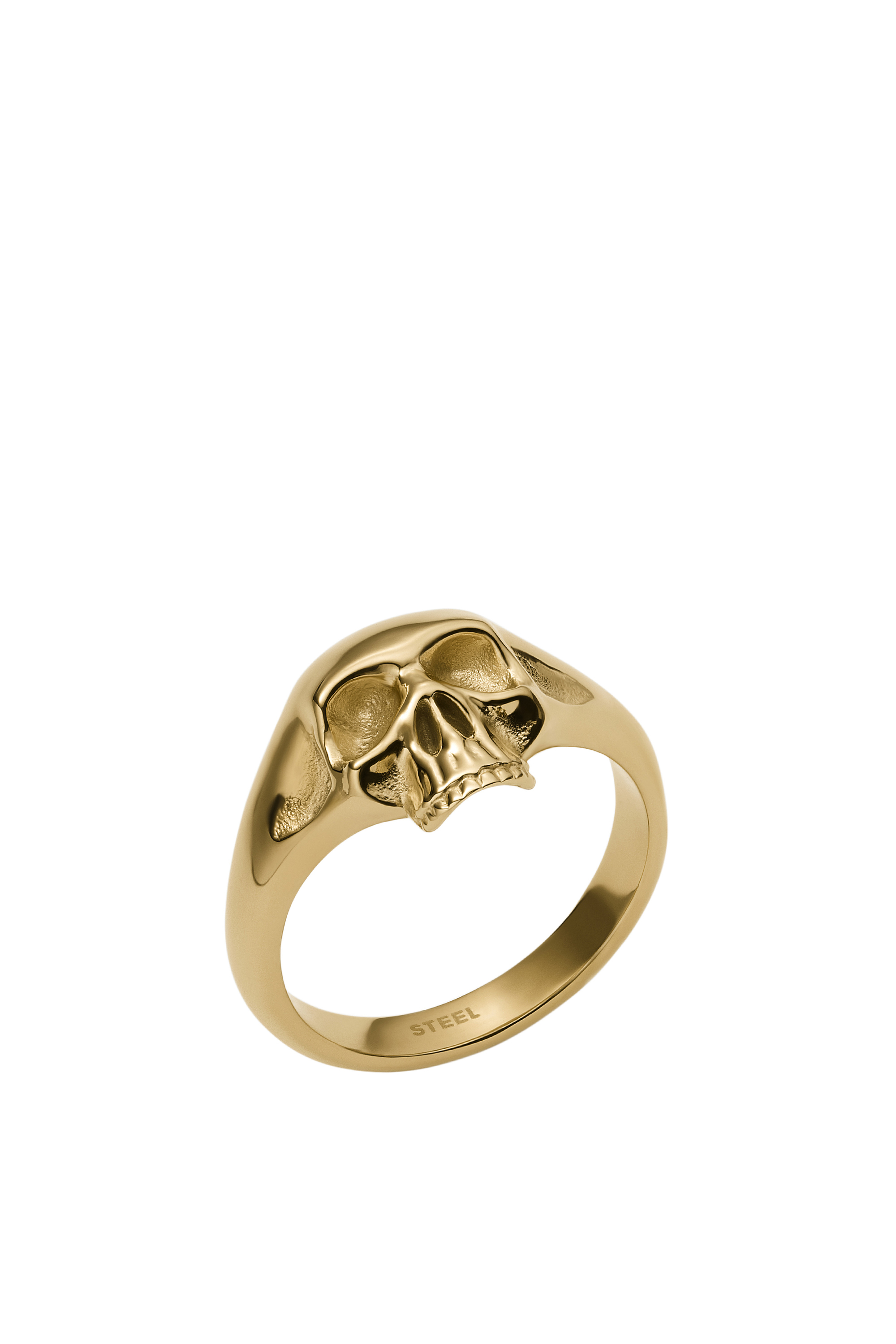 Diesel - DX1380, Man's Gold Stainless Steel Skull Ring in Gold - 1