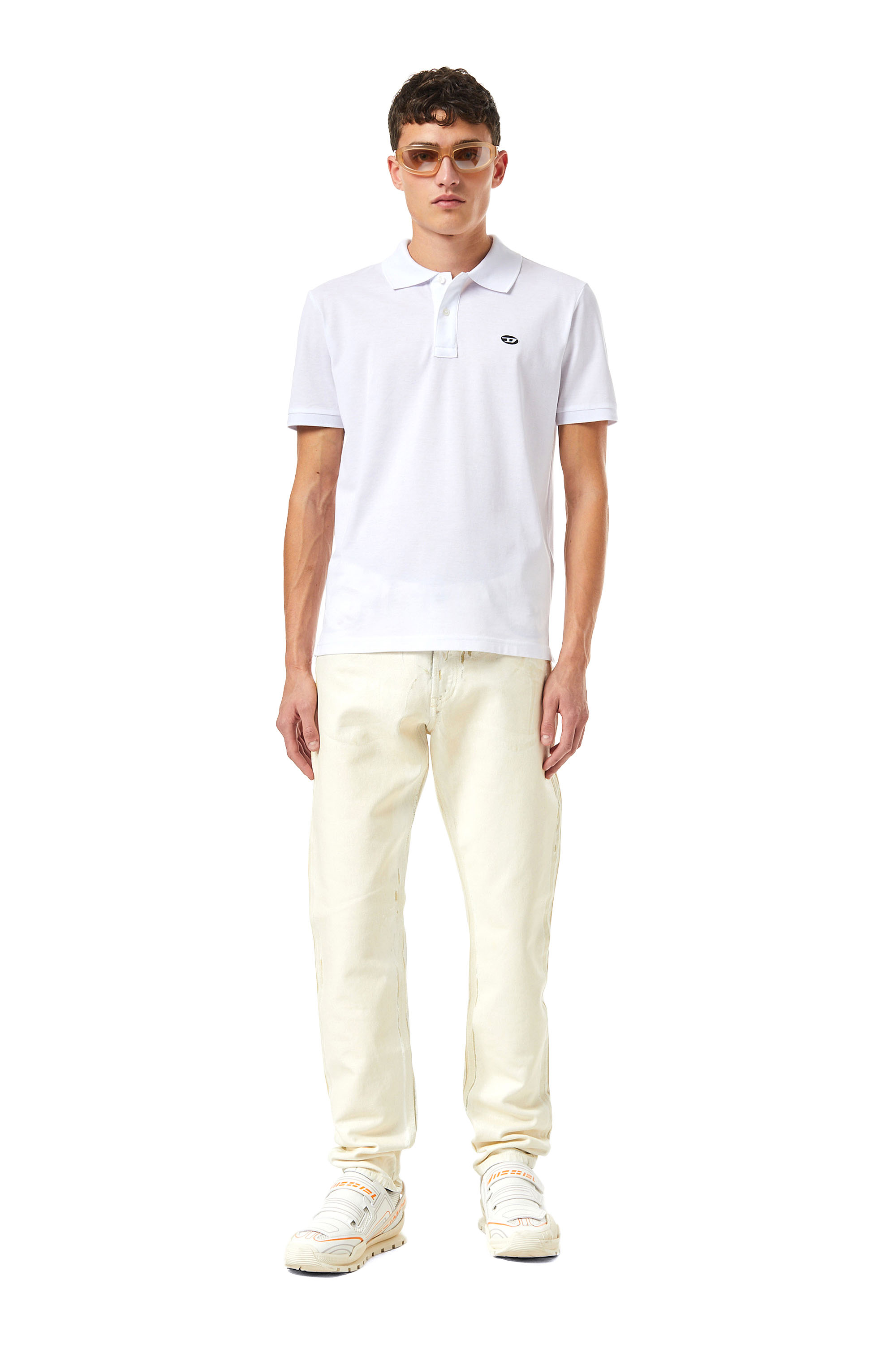 Diesel - T-SMITH-DOVAL-PJ, Man's Polo shirt with oval D patch in White - 2