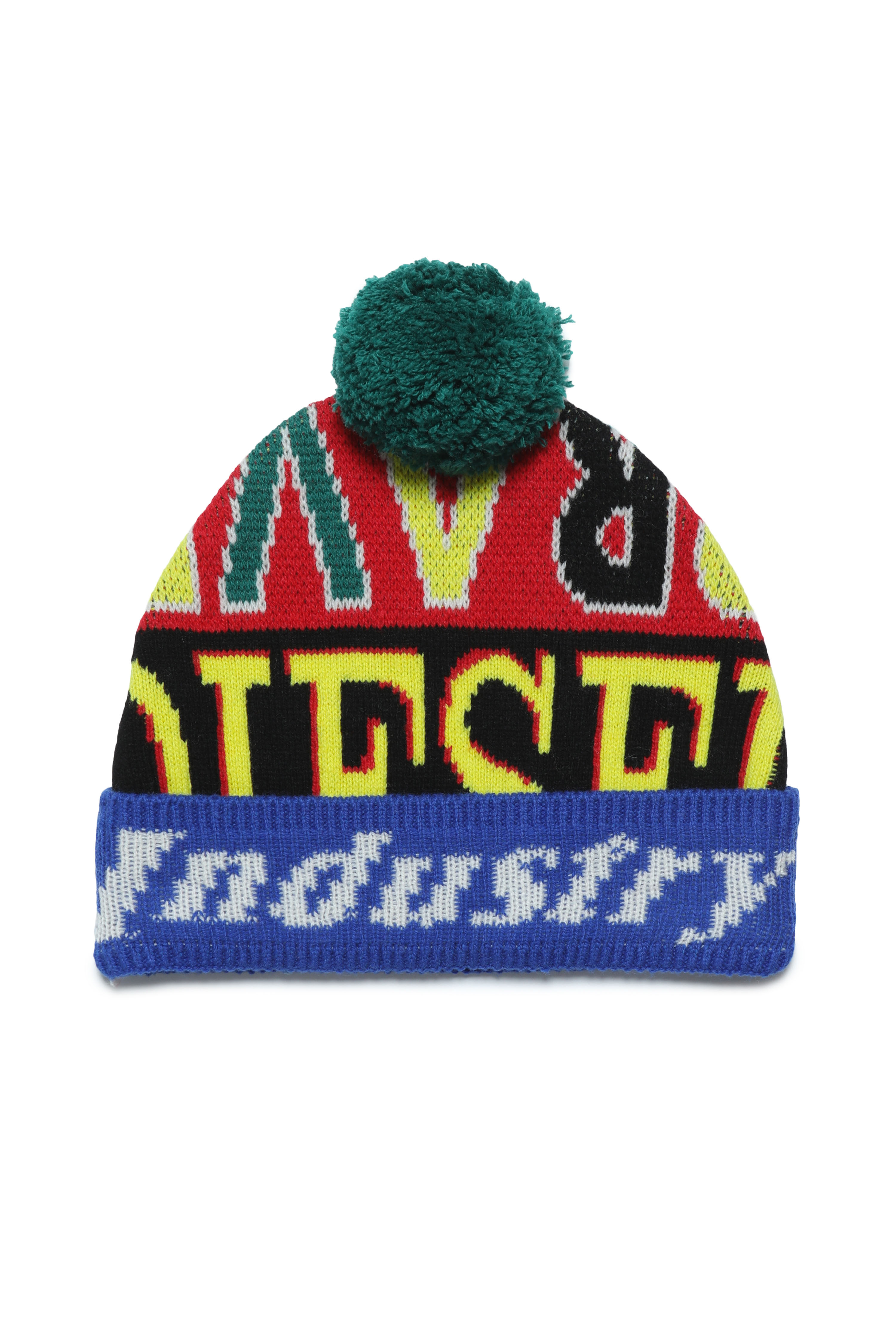 Diesel - FEYW, Unisex's Colour-block logo beanie in wool blend in Multicolor - 1