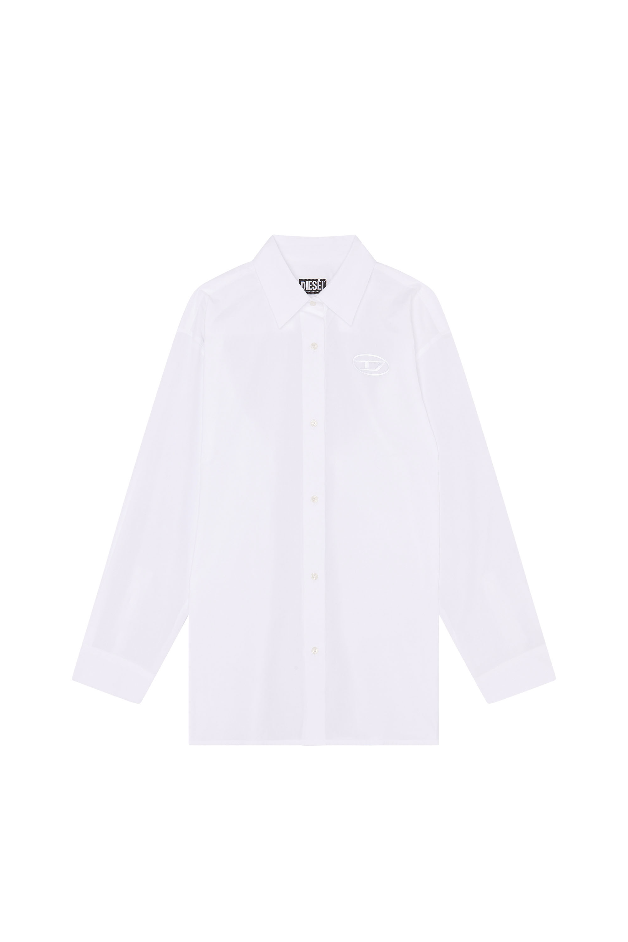 Diesel - C-BRUCE-B, Woman's Loose shirt with 3D embroidery in White - 3