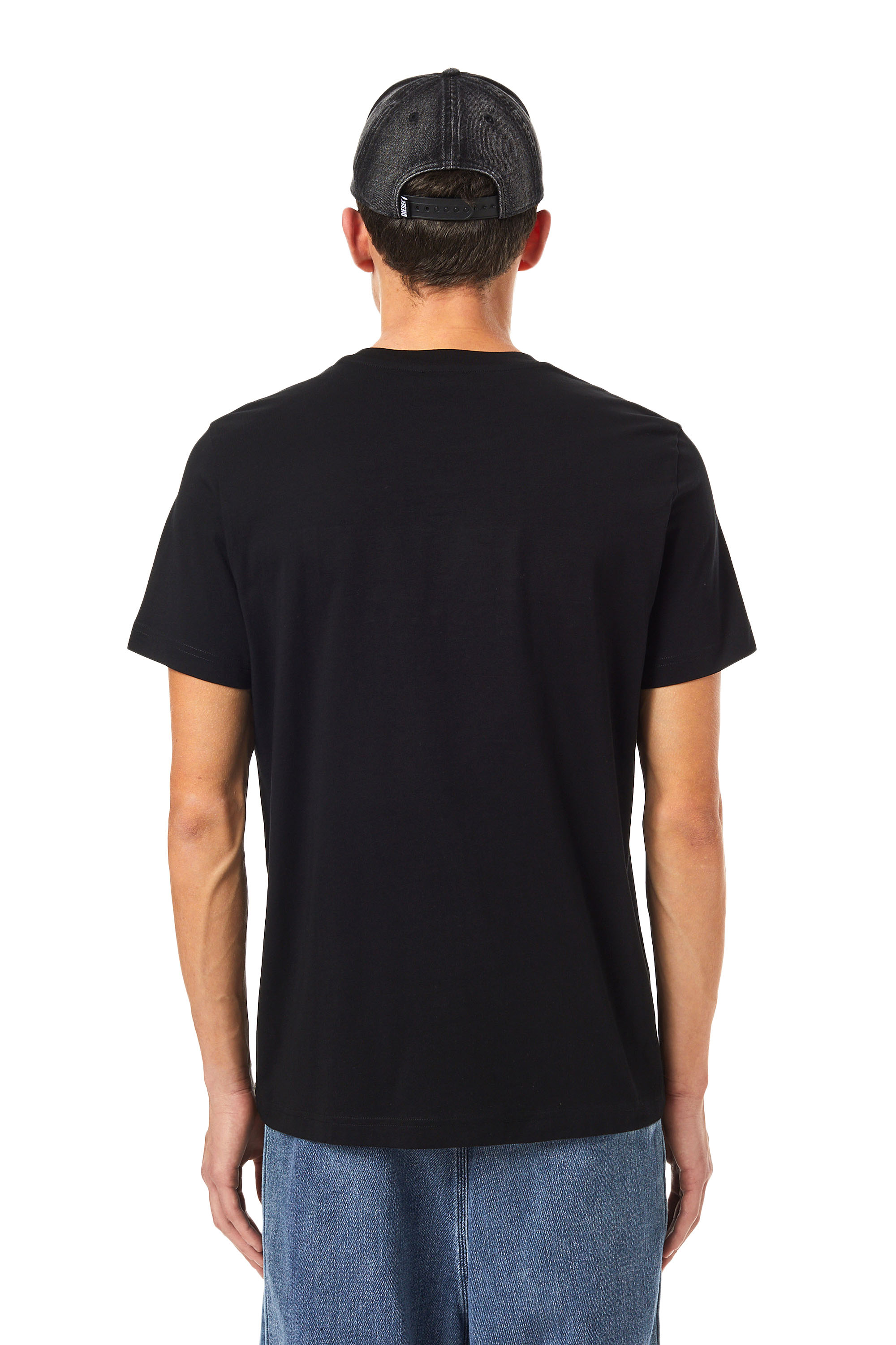 Diesel - T-DIEGOR-DIV, Man's T-shirt with fleece logo in Black - 4