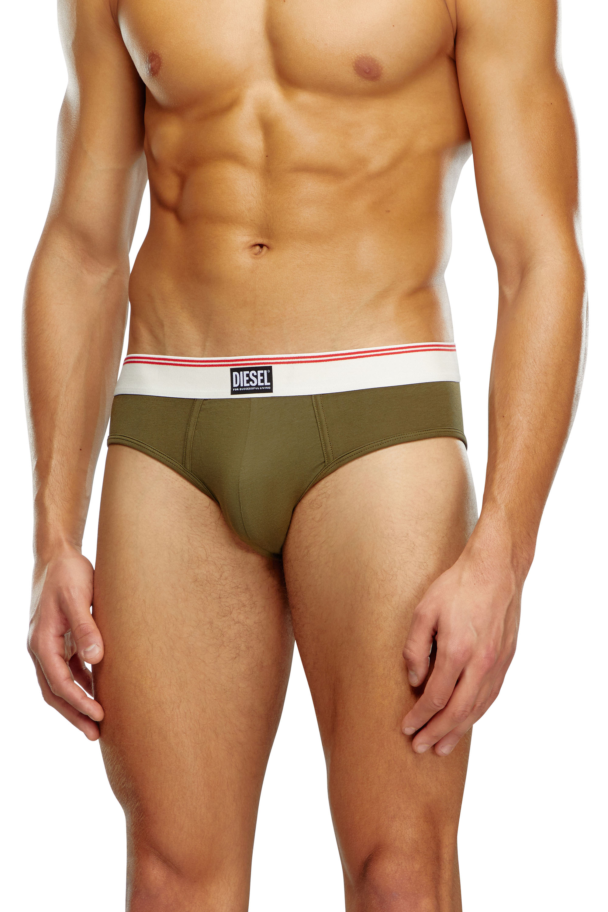 Diesel - UMBR-ANDRETHREEPACK, Man's Three-pack nude cotton briefs in Grey/Green - 2
