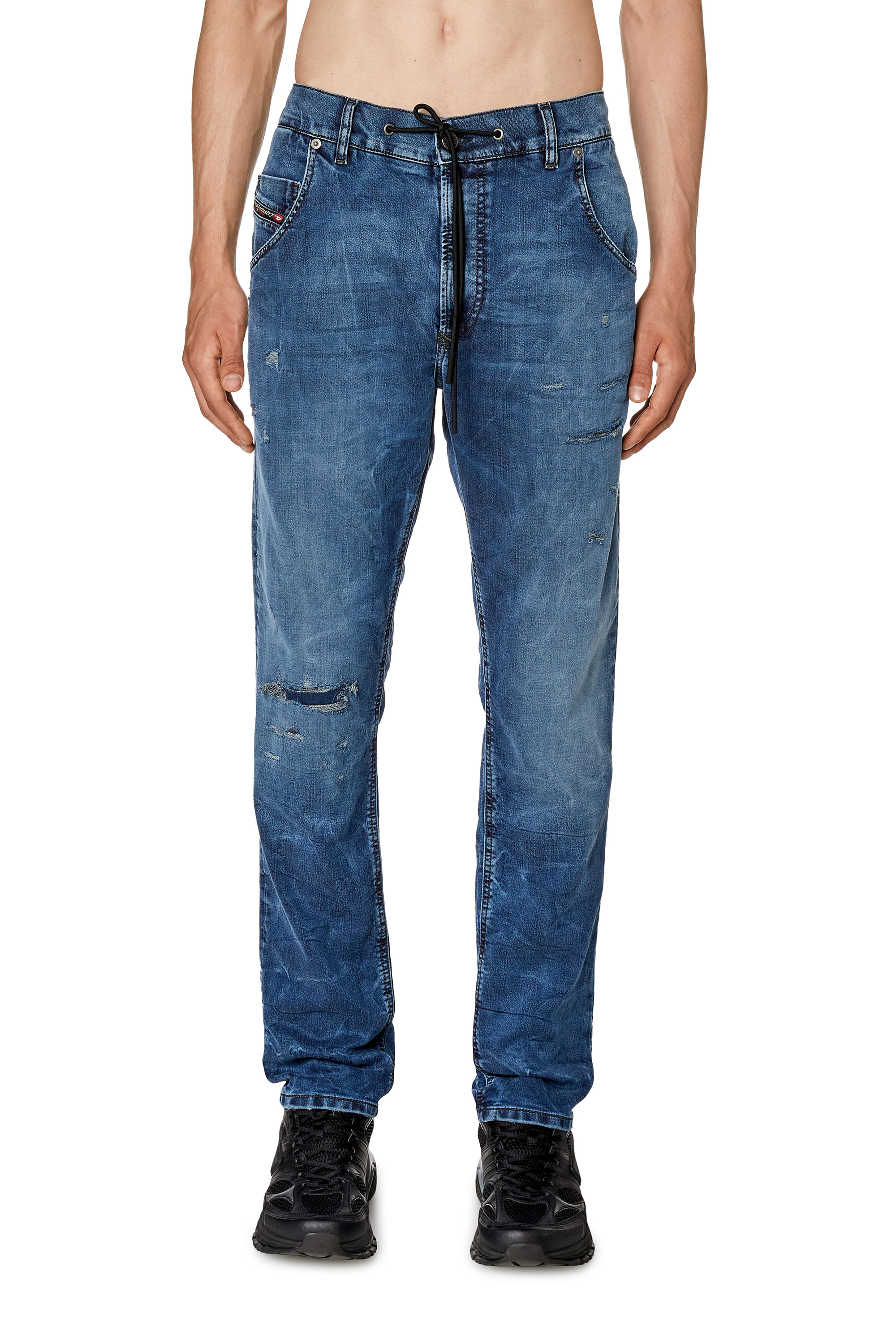 Diesel - Tapered 2030 D-Krooley Joggjeans® E9H11, Man's Tapered 2030 D-Krooley Joggjeans® in Dark Blue - 1