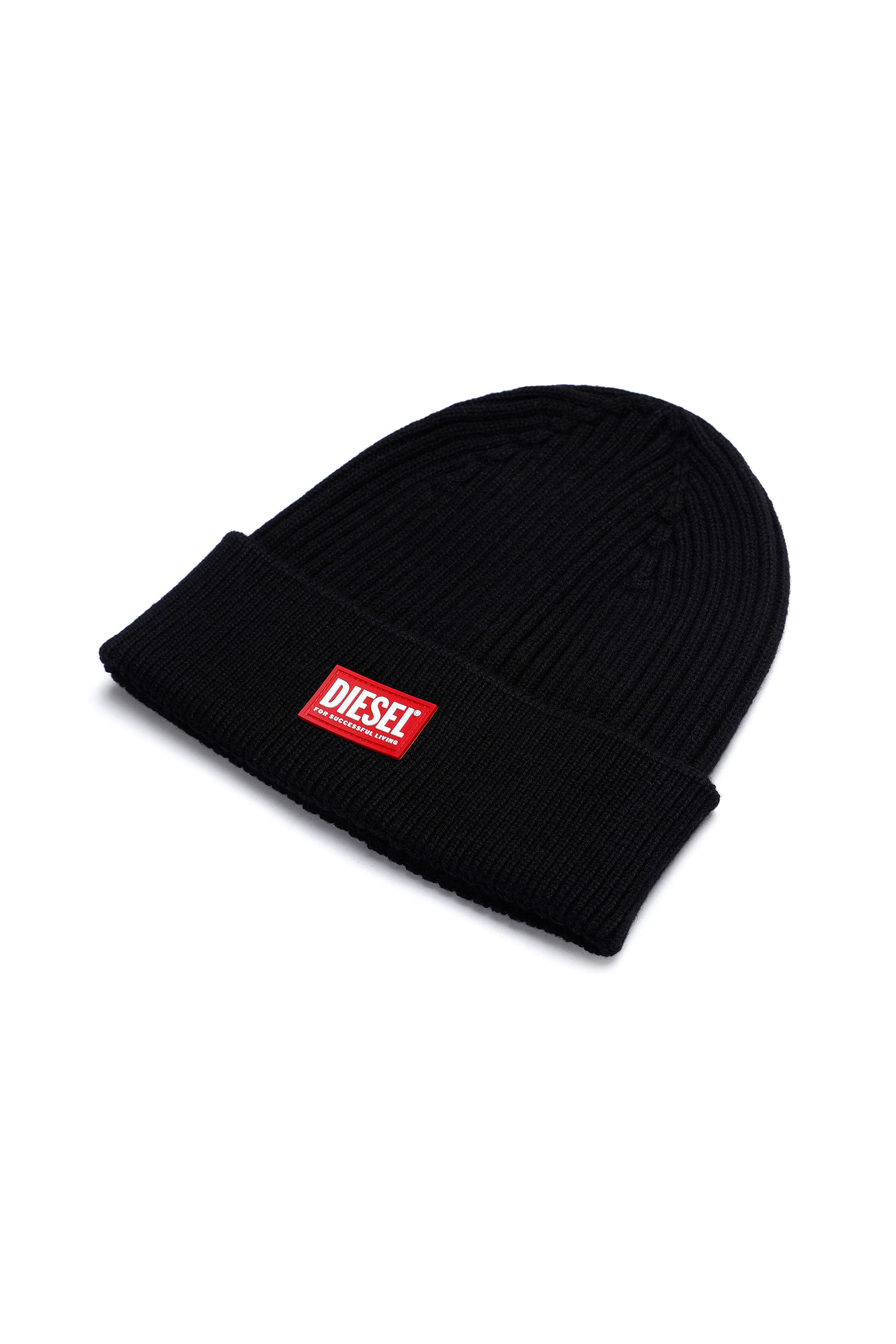 Diesel - K-CODER-G 2X2, Unisex's Ribbed beanie with logo patch in Black - 2
