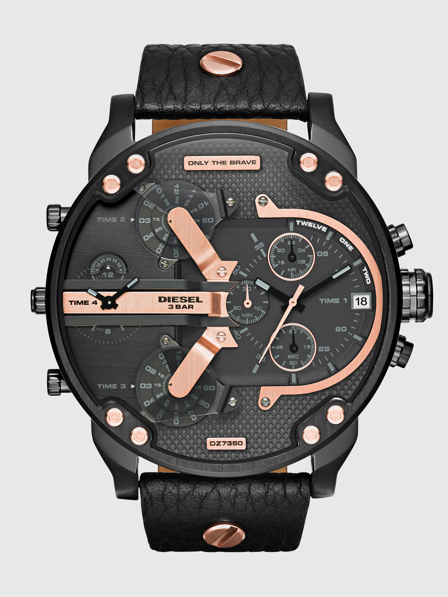 Diesel - DZ7350 MR DADDY 2.0, Man's Leather watch with detailed dial, 51 mm in Black - 1